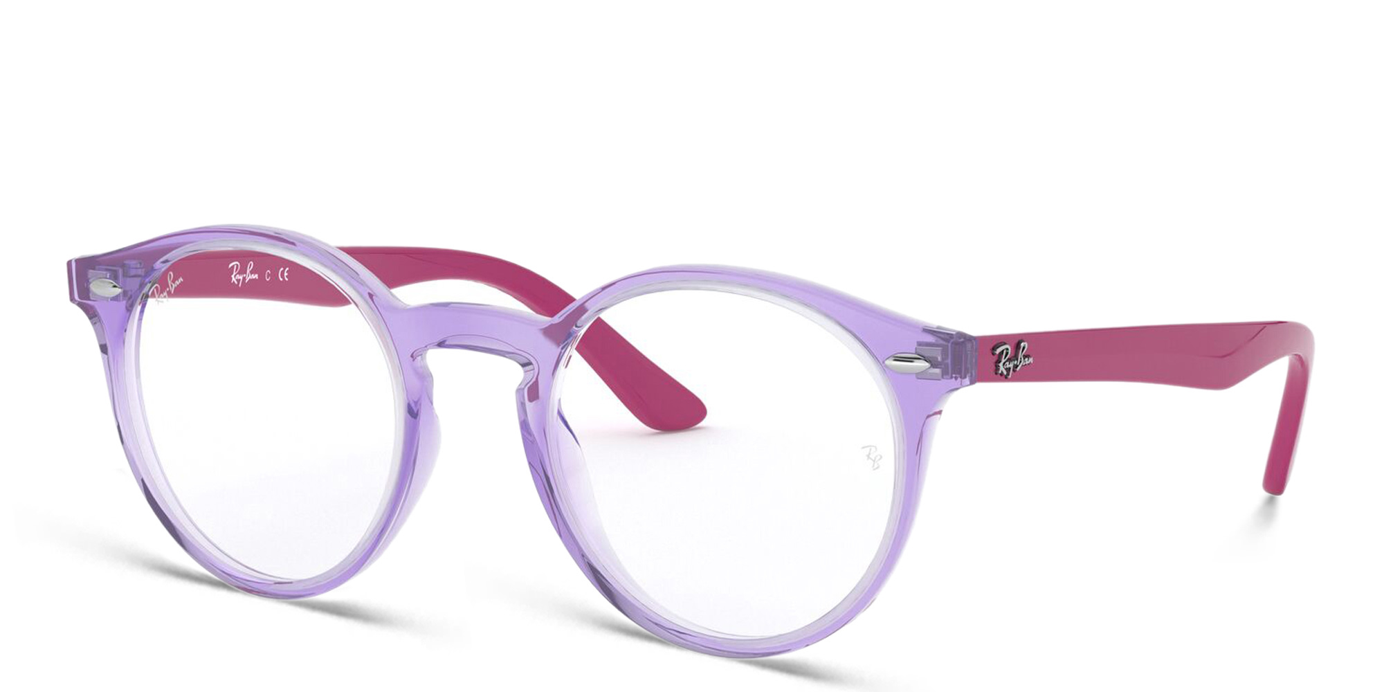 Ray-Ban Junior Kids Round Eyeglasses in Transparent Violet – Product Photo 2
