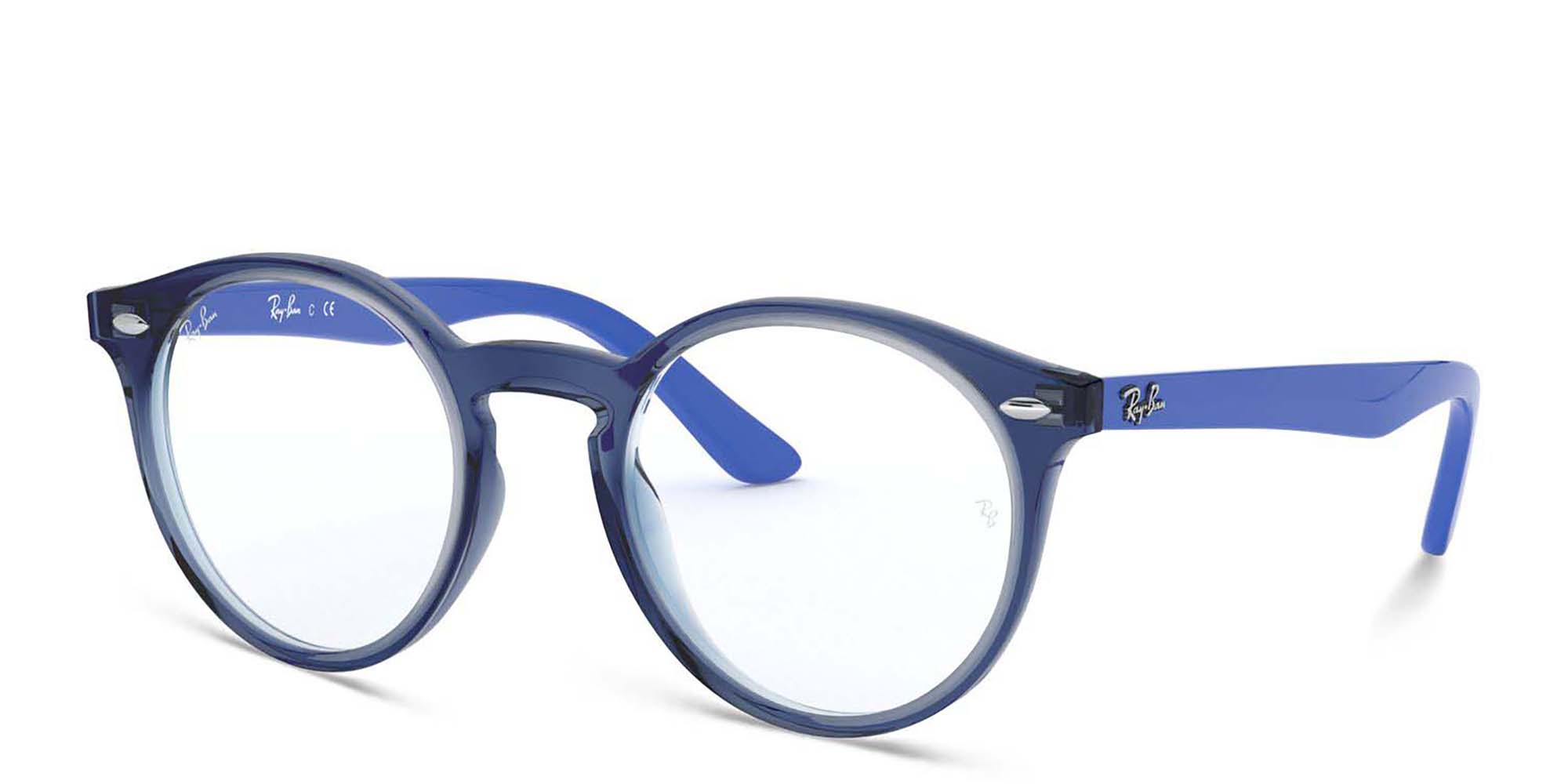 Ray-Ban Junior Kids Round Eyeglasses in Transparent Blue – Product Photo 2