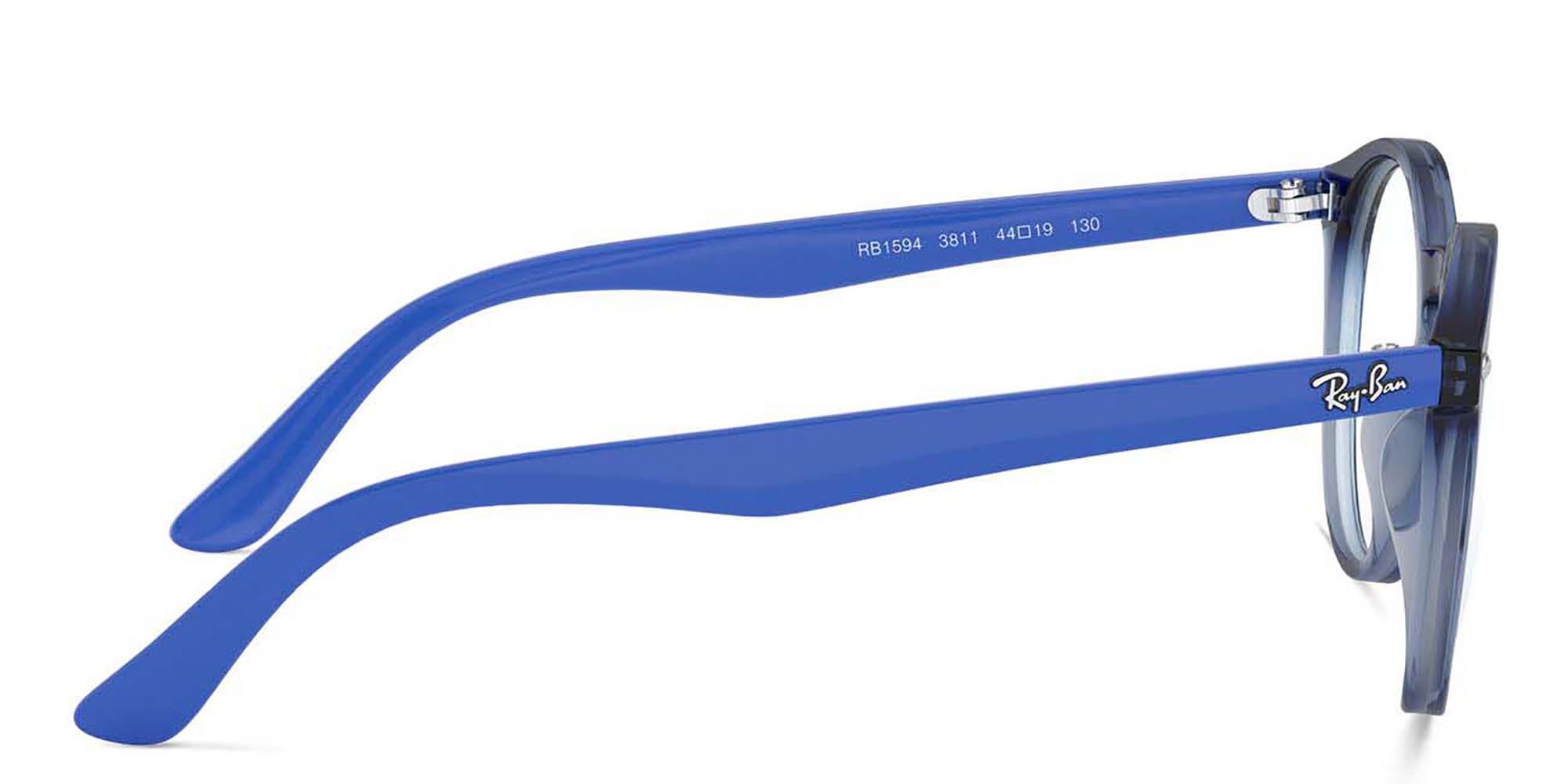 Ray-Ban Junior Kids Round Eyeglasses in Transparent Blue – Product Photo 3