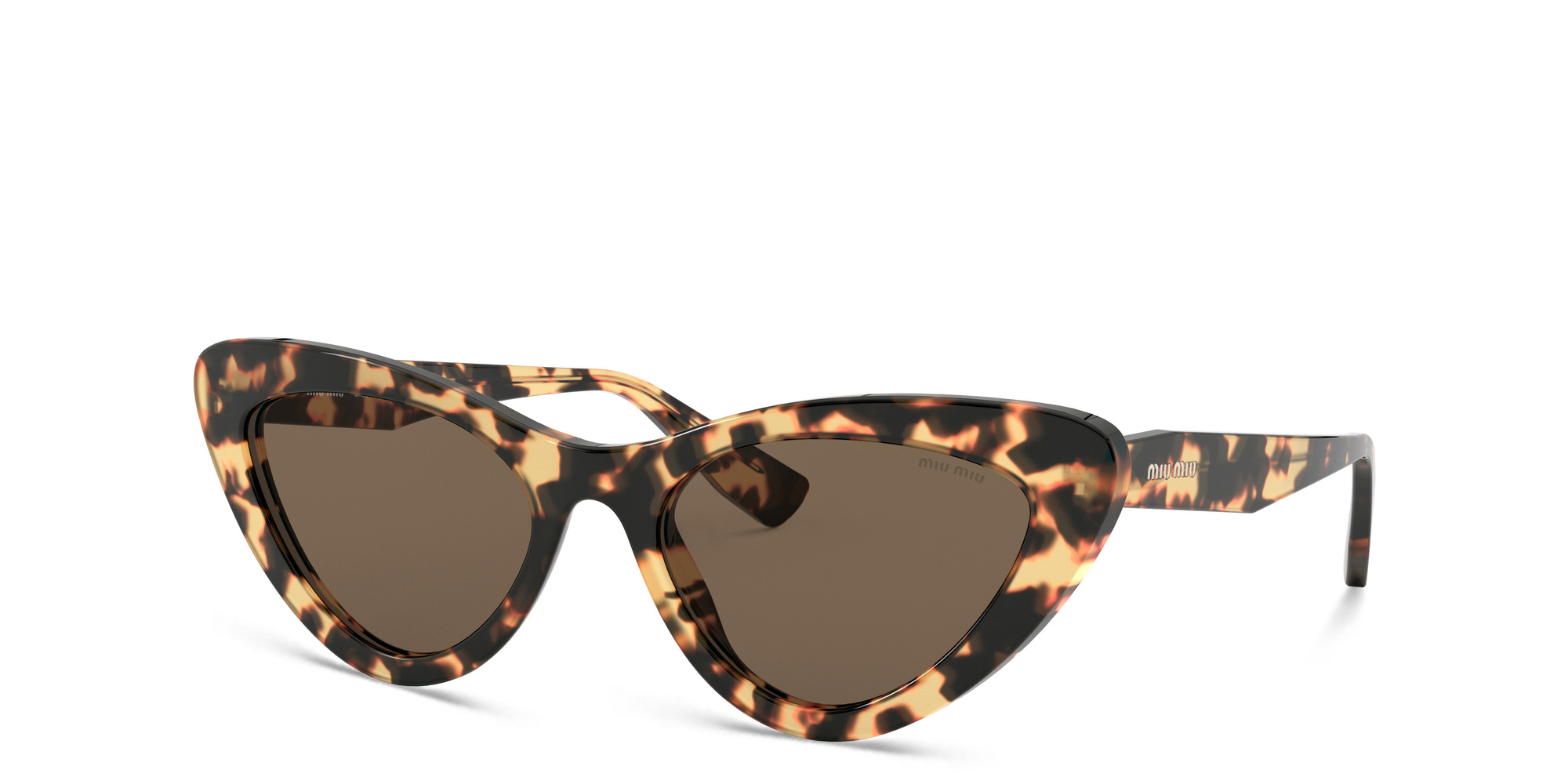 Shop MIU MIU Cat Eye Sunglasses in Light Havana online.