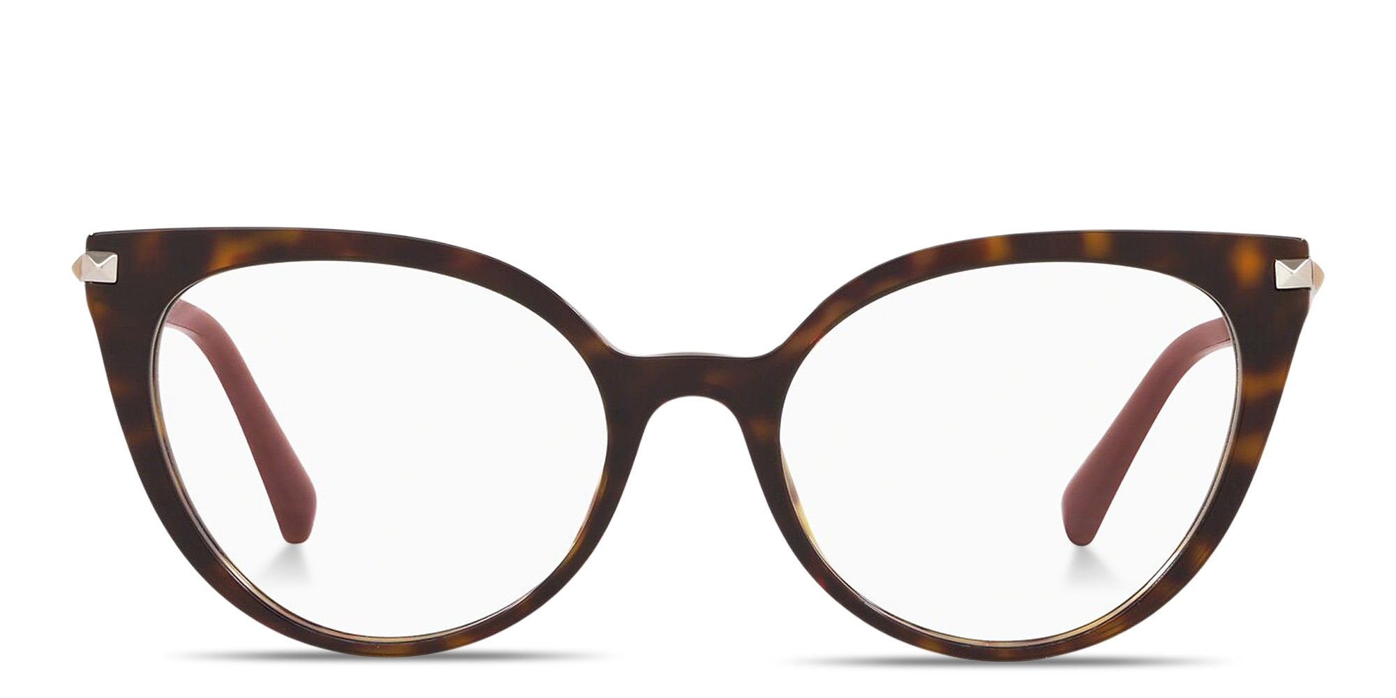 VALENTINO Stud Cat-Eye Eyeglasses in Havana – Product Photo 1