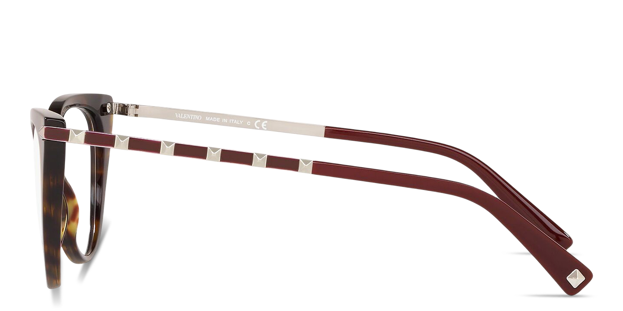 VALENTINO Stud Cat-Eye Eyeglasses in Havana – Product Photo 3