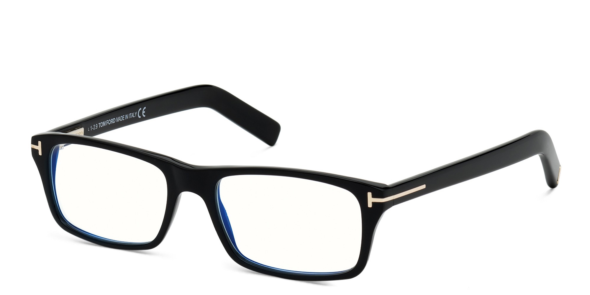 TOM FORD Wide Rectangle Eyeglasses in Shiny Black – Product Photo 2
