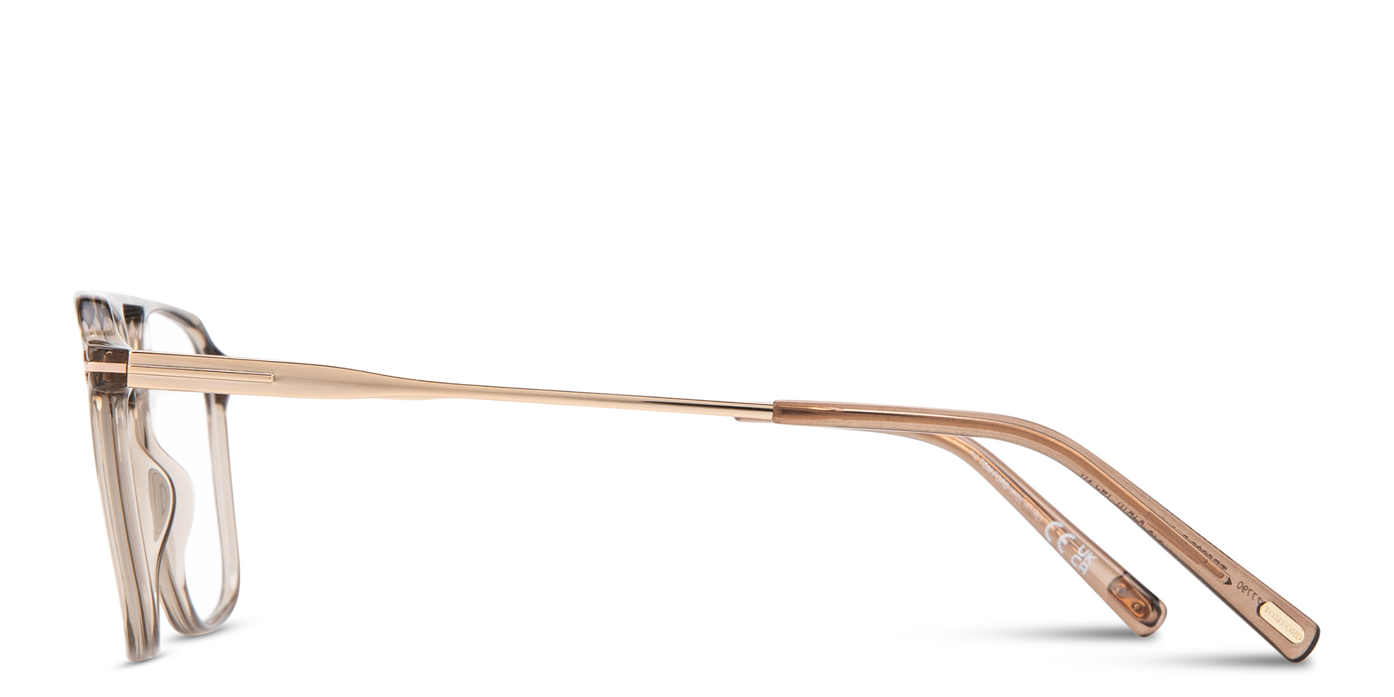 Shop TOM FORD T Logo Aviator Eyeglasses in Transparent light brown online.