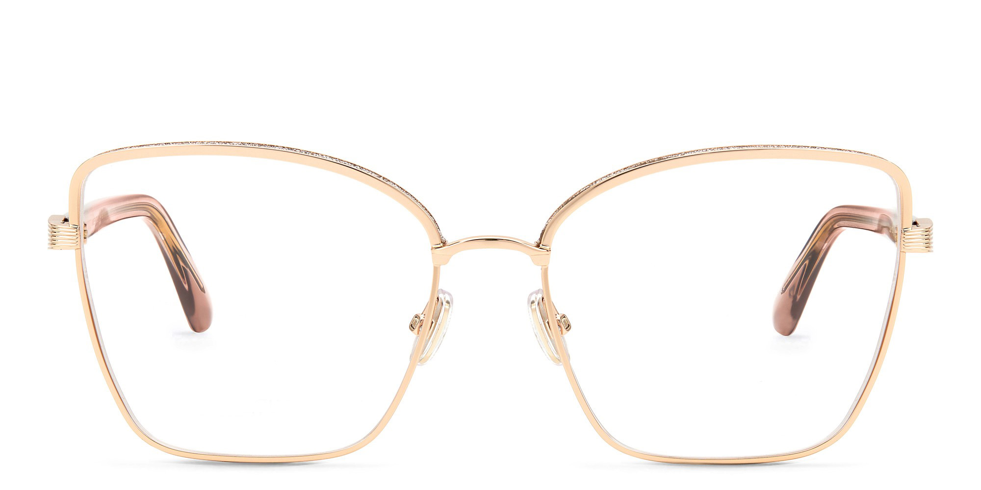 JIMMY CHOO Wide Cat Eye Eyeglasses in Gold Copper – Product Photo 1