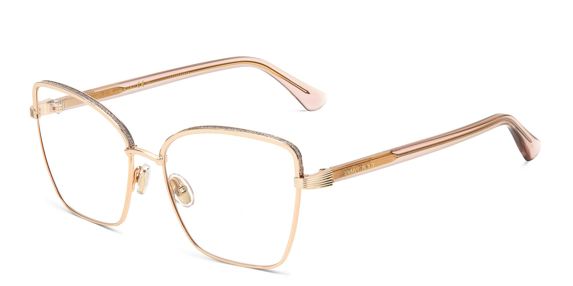 JIMMY CHOO Wide Cat Eye Eyeglasses in Gold Copper – Product Photo 2