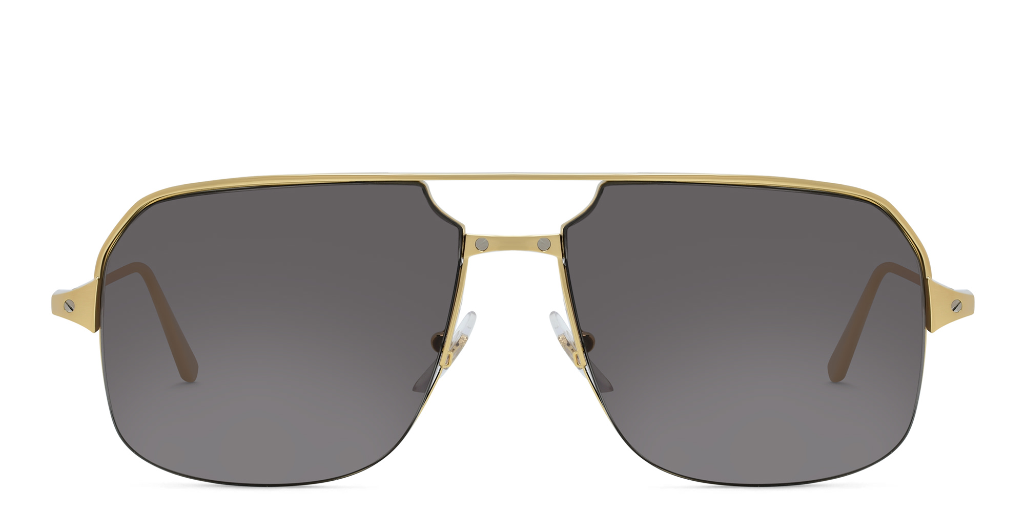 Shop Cartier Santos de Cartier Half-Rim Aviator Sunglasses in Gold online.