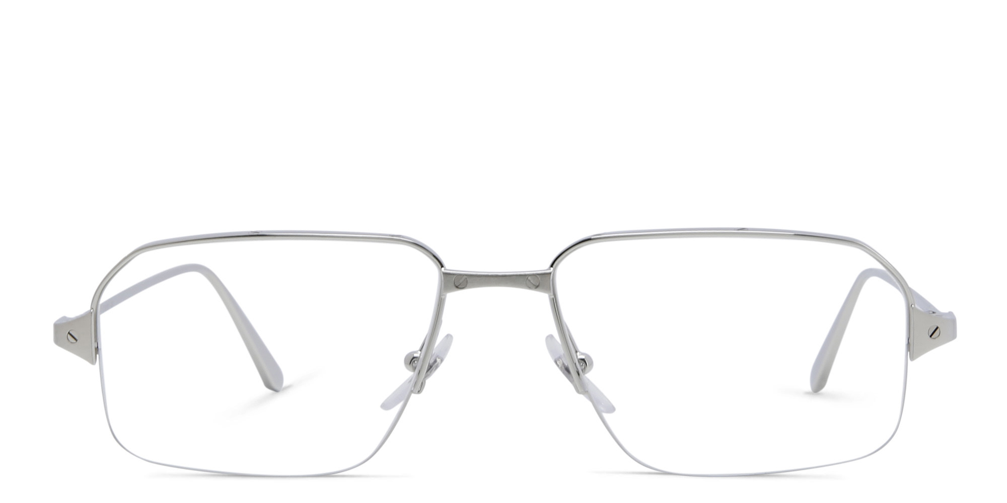 نظارة طبية مستطيلة كبيرة بنصف إطار من كارتييه بلون فضي - صورة المنتج 1