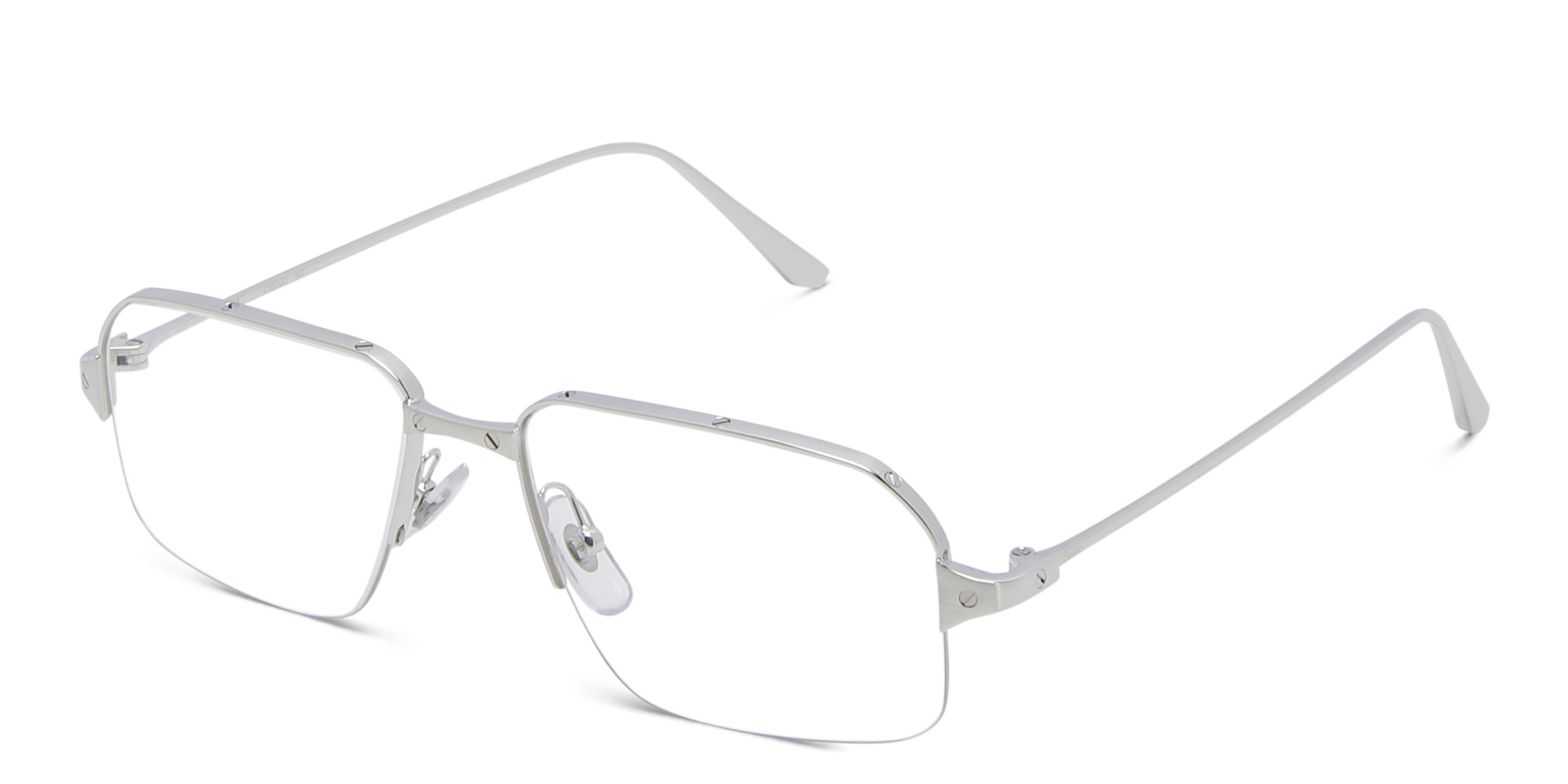 نظارة طبية مستطيلة كبيرة بنصف إطار من كارتييه بلون فضي - صورة المنتج 2