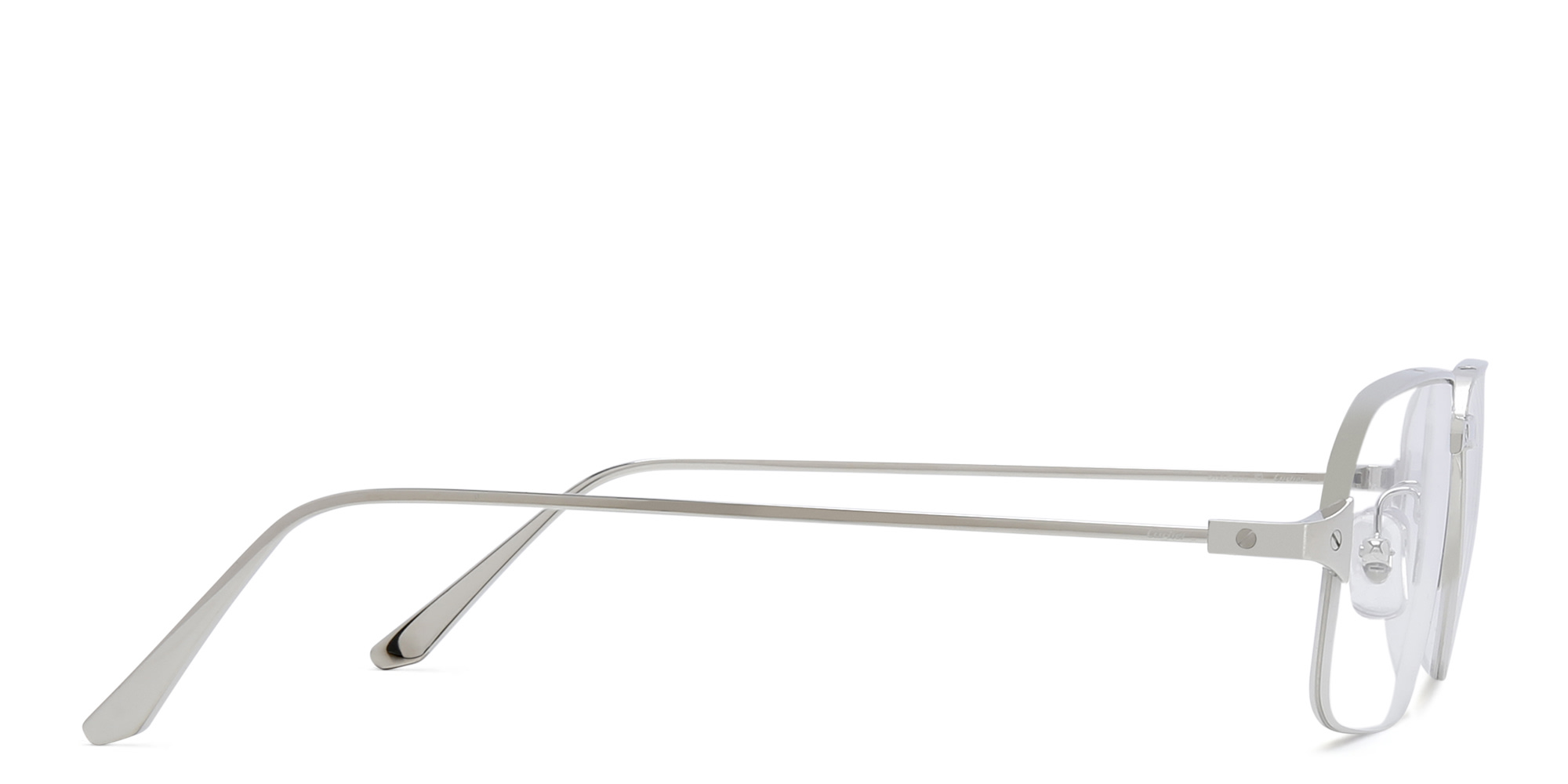 نظارة طبية مستطيلة كبيرة بنصف إطار من كارتييه بلون فضي - صورة المنتج 3