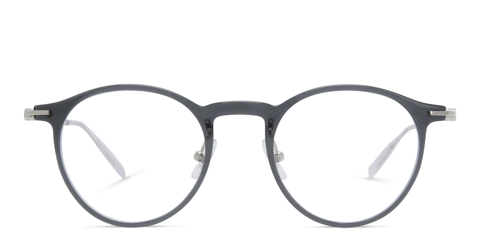 Shop MONTBLANC Oval Eyeglasses in Transparent Grey online.