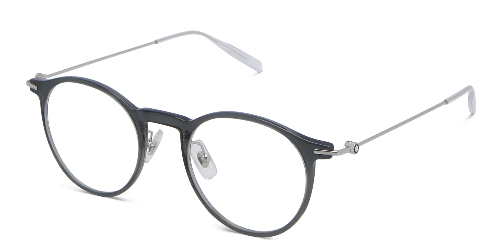 Shop MONTBLANC Oval Eyeglasses in Transparent Grey online.
