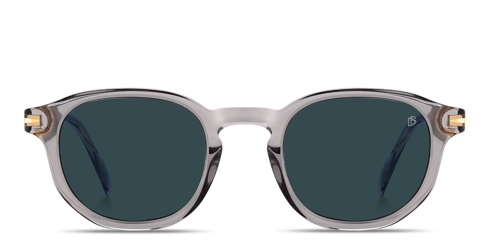 Shop DAVID BECKHAM Talisman Round Sunglasses in Transparent Grey online.