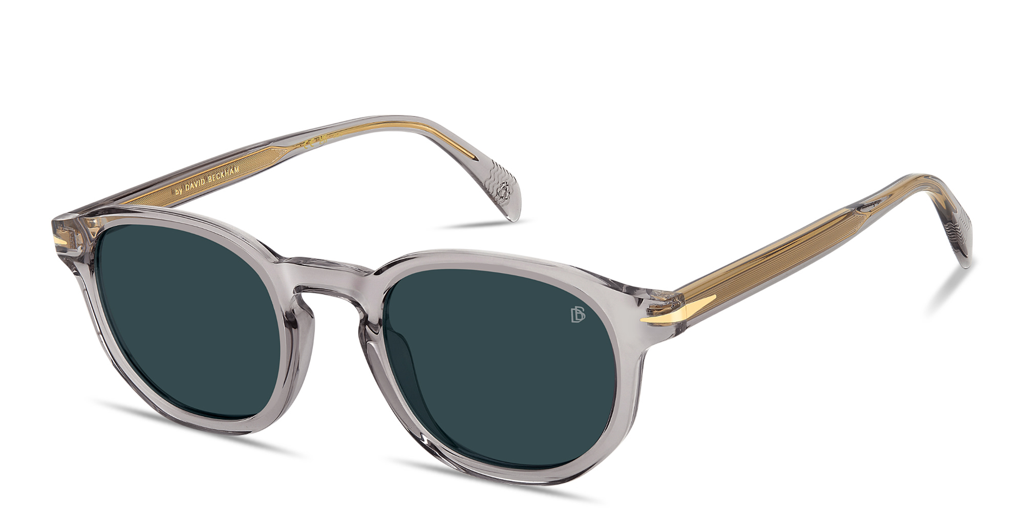 Shop DAVID BECKHAM Talisman Round Sunglasses in Transparent Grey online.