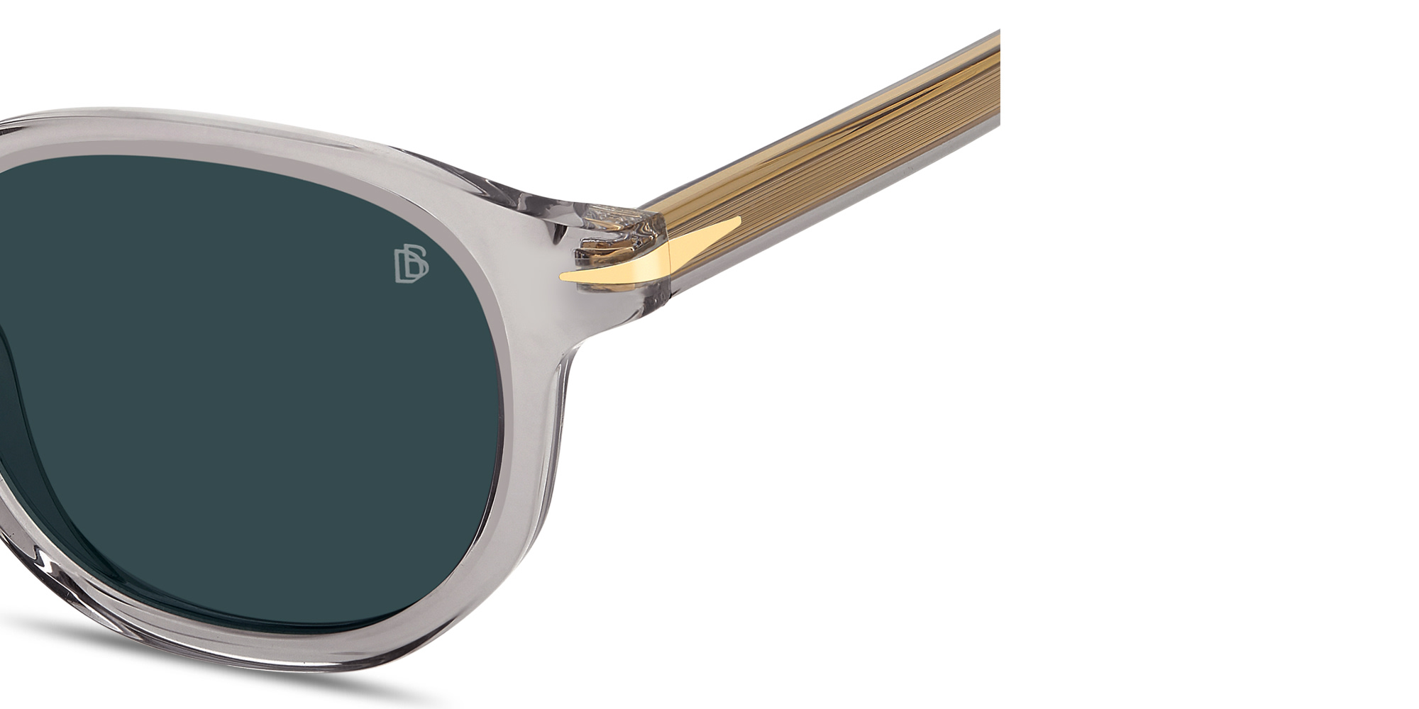 Shop DAVID BECKHAM Talisman Round Sunglasses in Transparent Grey online.