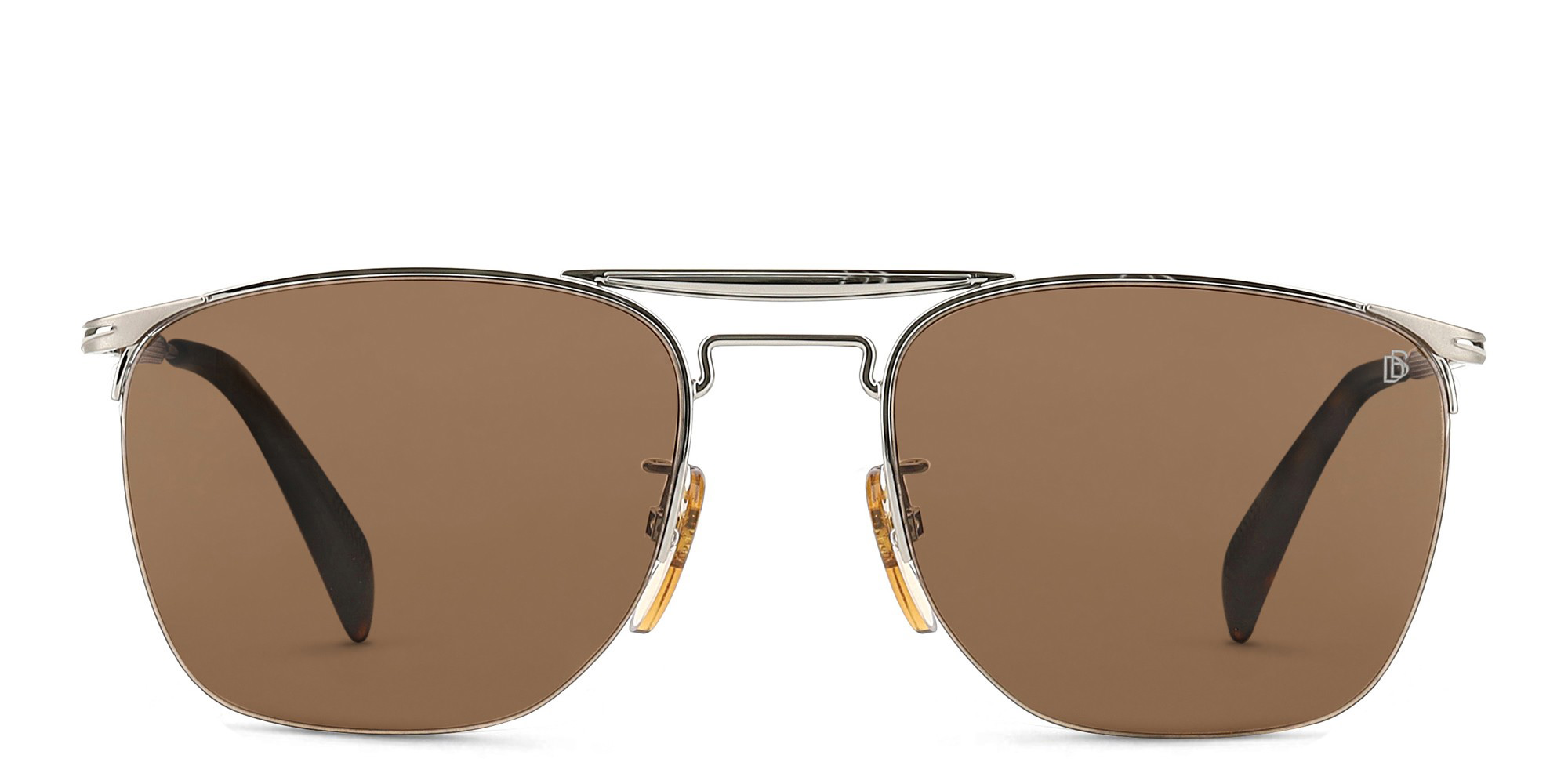 DAVID BECKHAM Half Rim Square Sunglasses in Silver – Product Photo 1