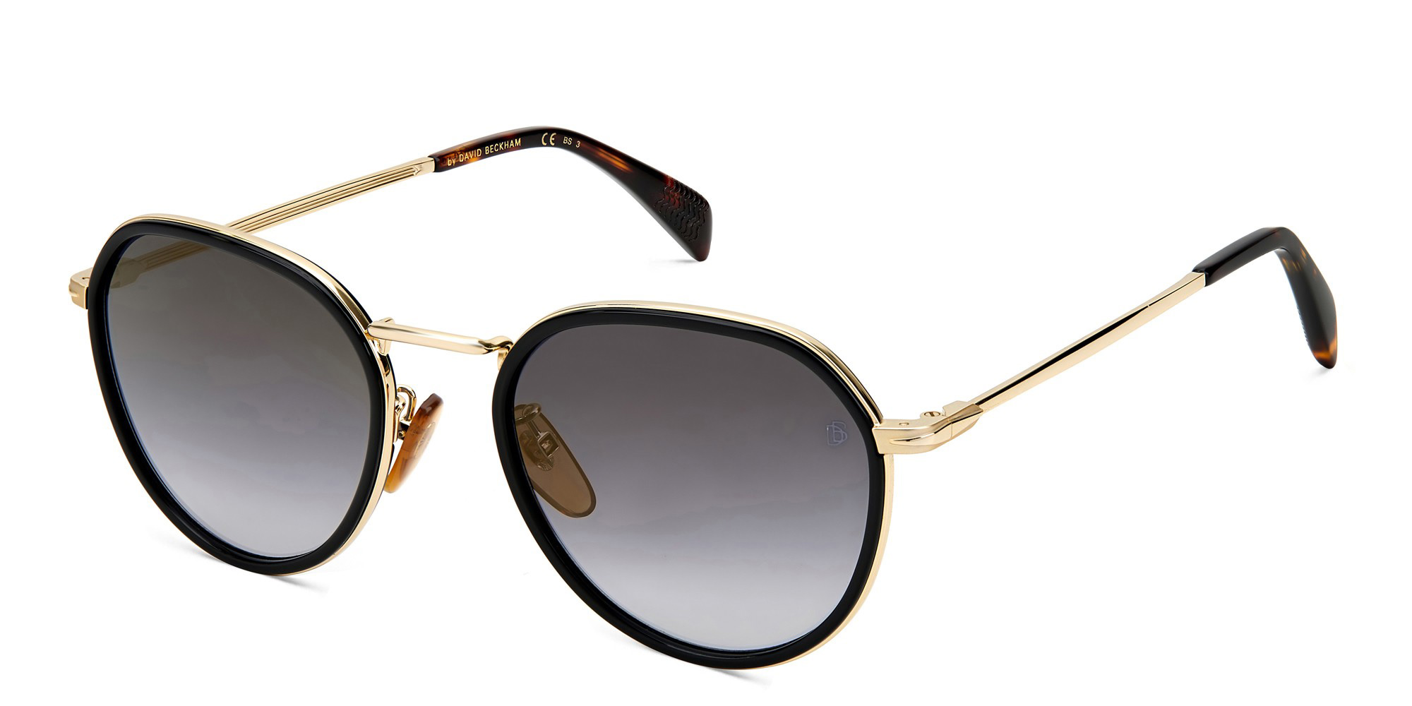 نظارة شمسية دائرية من ديفيد بيكهام بلون أسود - صورة المنتج 2