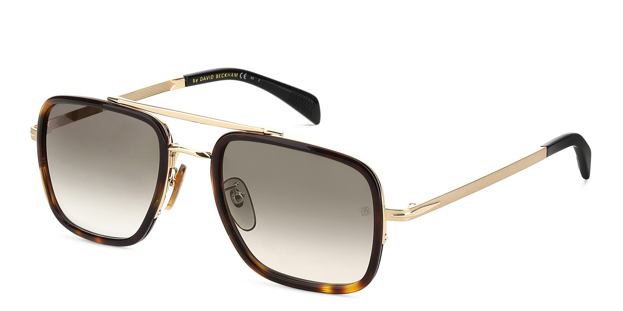DAVID BECKHAM Square Sunglasses in Gold Havana – Product Photo 2