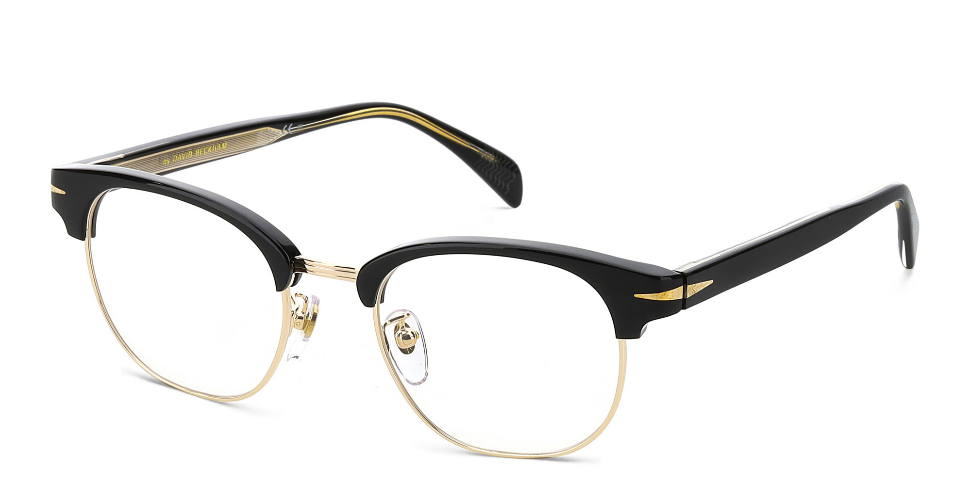 Shop DAVID BECKHAM Round Eyeglasses in Black online.