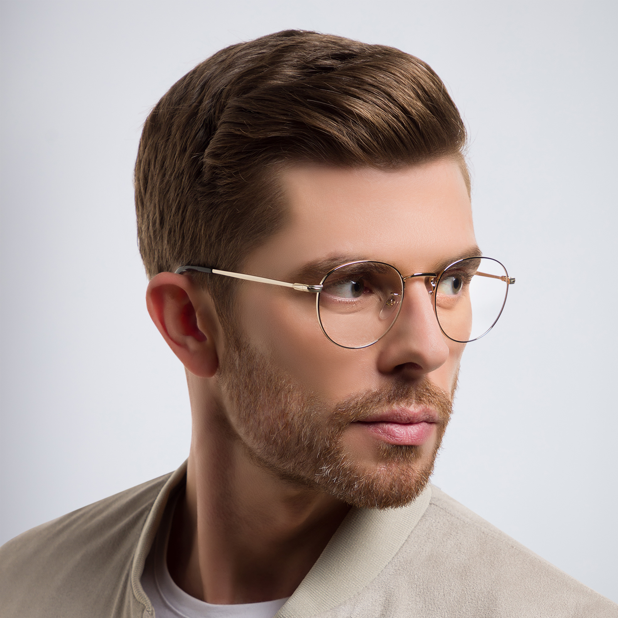 Shop DAVID BECKHAM Panthos Eyeglasses in Gold online.