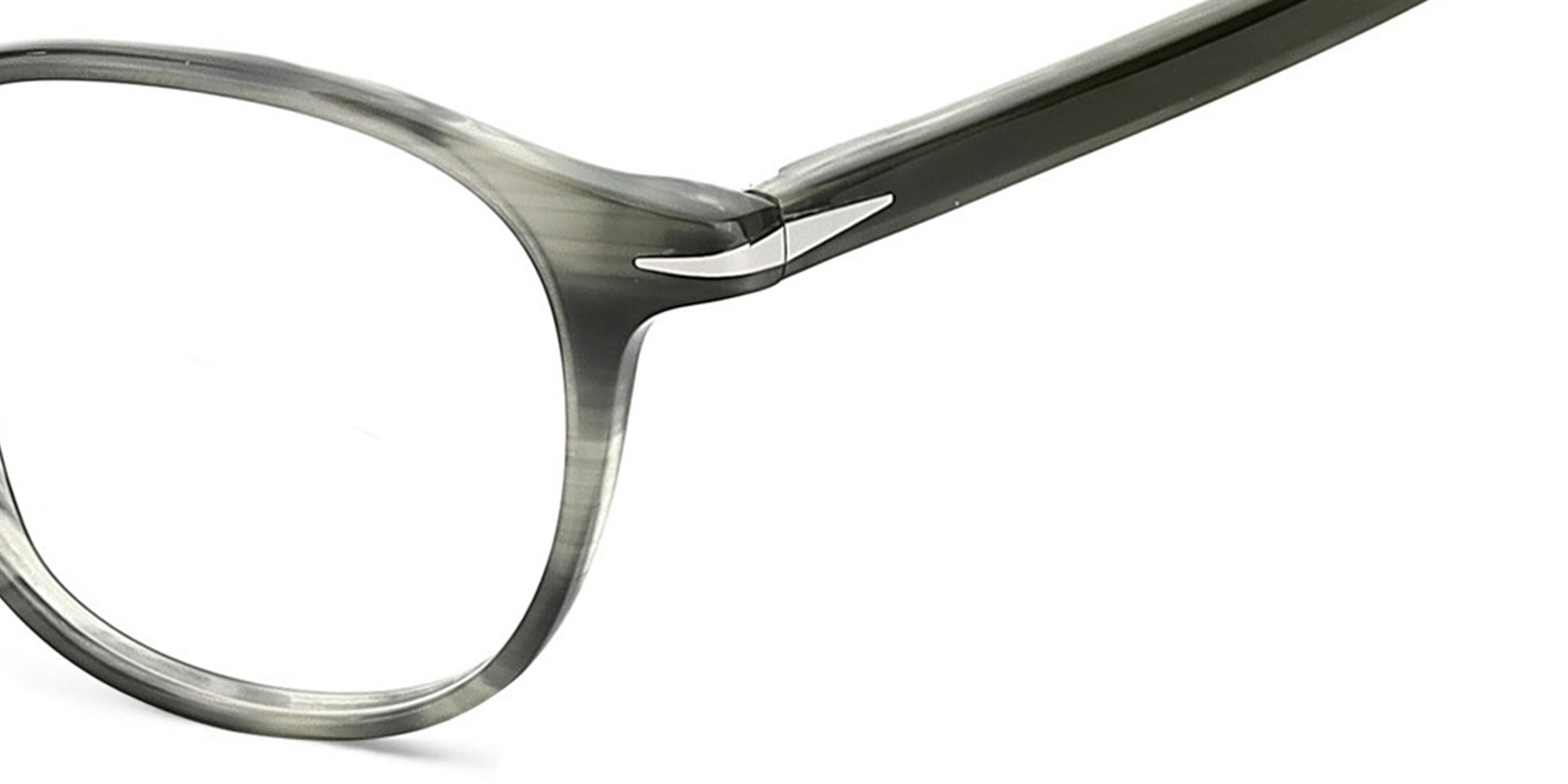 Shop DAVID BECKHAM Round Eyeglasses in Grey Horn online.
