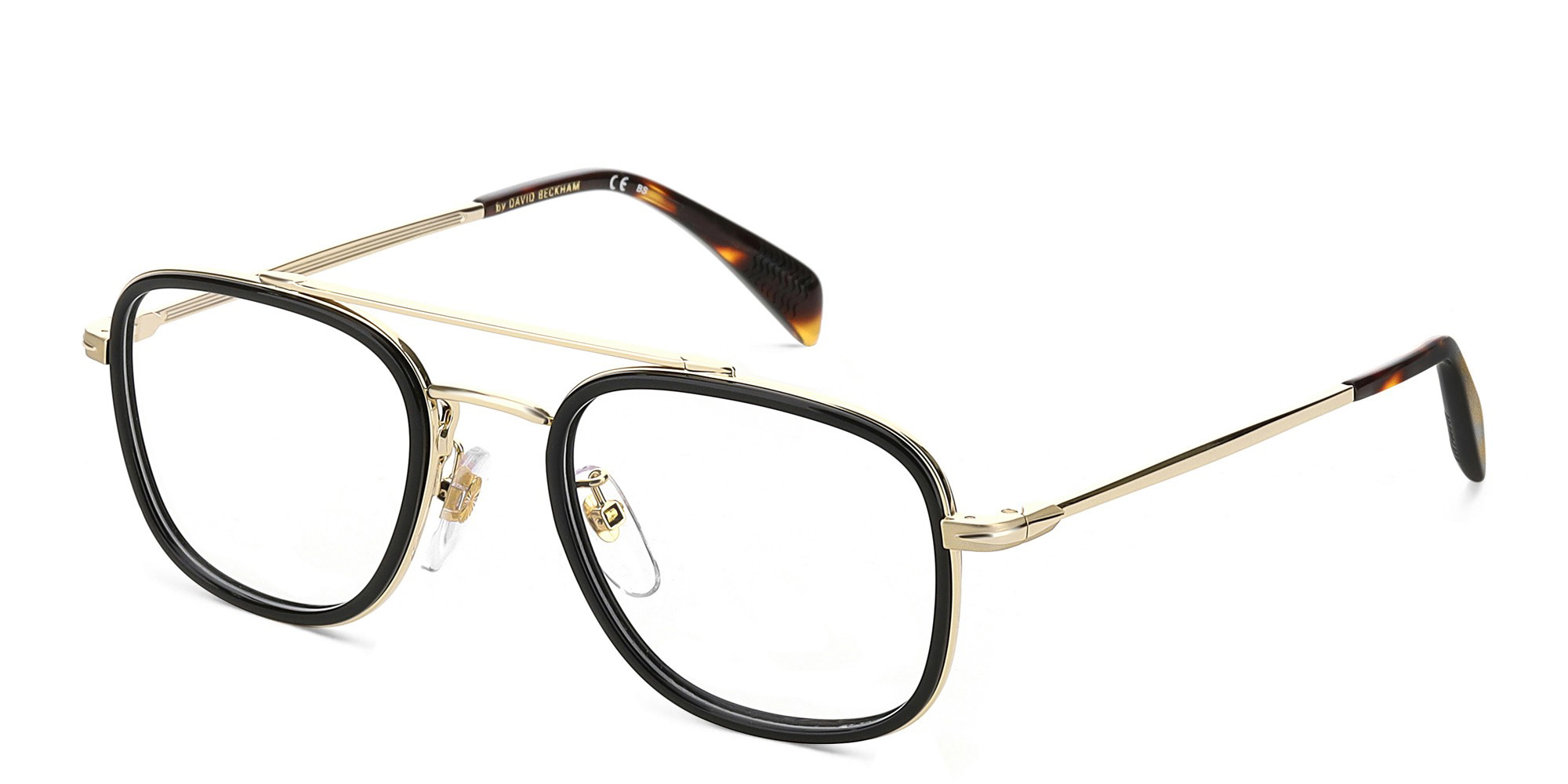 DAVID BECKHAM Square Eyeglasses in Gold Black – Product Photo 2