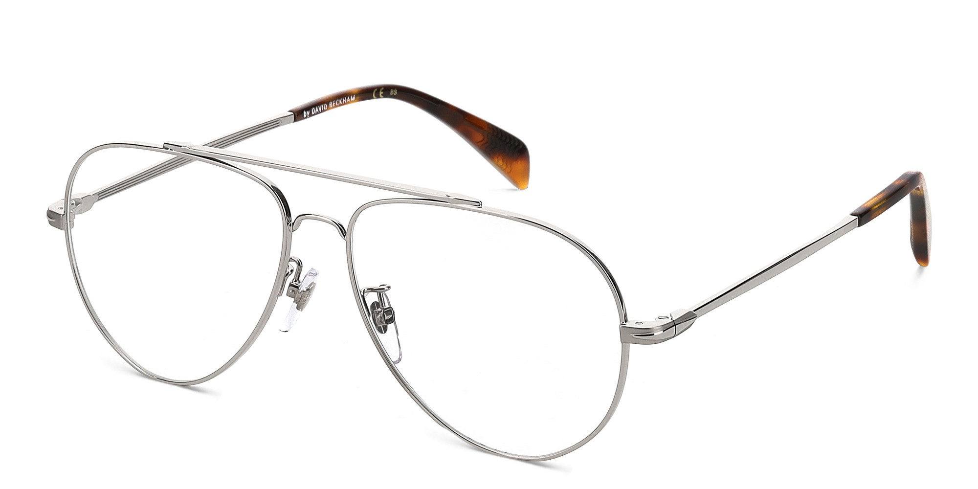 DAVID BECKHAM Wide Aviator Eyeglasses in Ruthenium – Product Photo 2