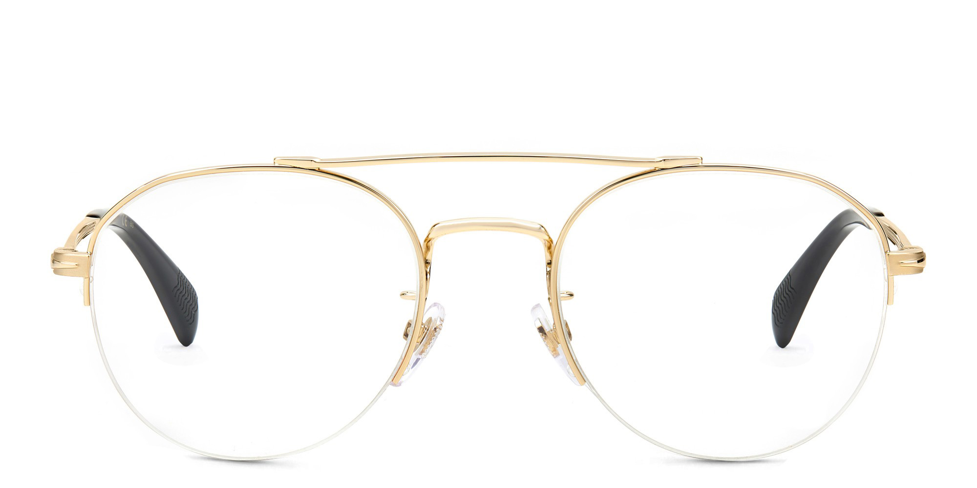 DAVID BECKHAM Half Rim Round Eyeglasses in Gold – Product Photo 1