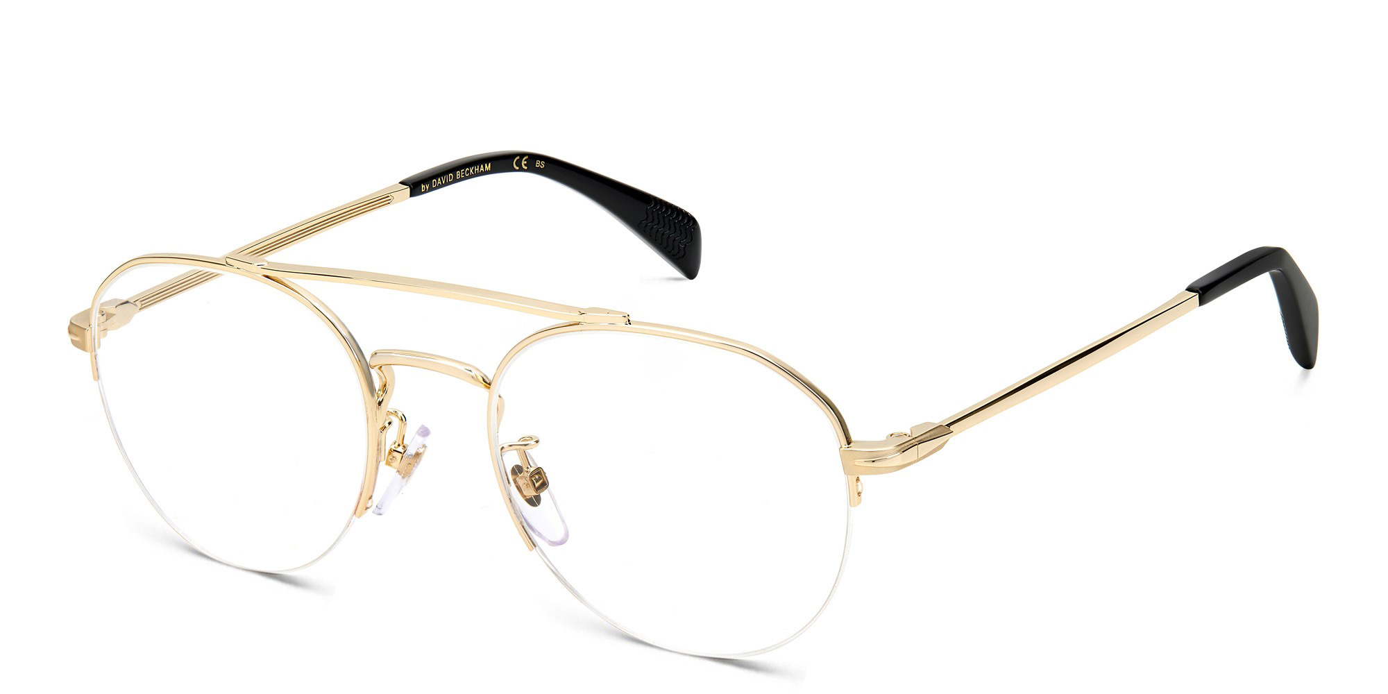 DAVID BECKHAM Half Rim Round Eyeglasses in Gold – Product Photo 2