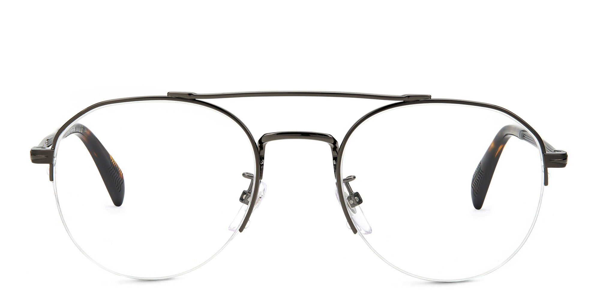DAVID BECKHAM Half Rim Round Eyeglasses in Dark Ruthenium – Product Photo 1