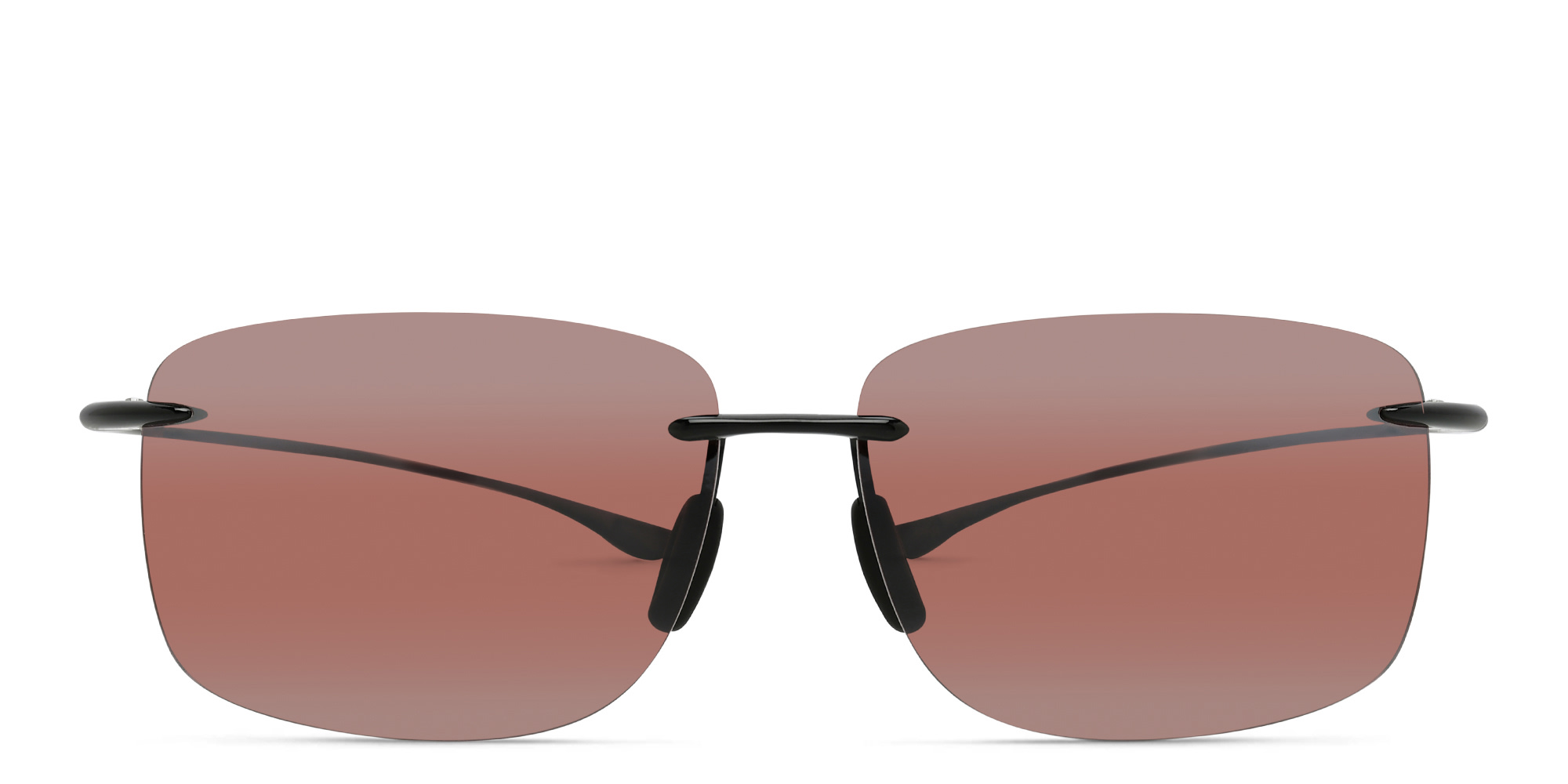 Shop Maui Jim Hema R443 Unisex Rimless Rectangle Sunglasses in Black online.