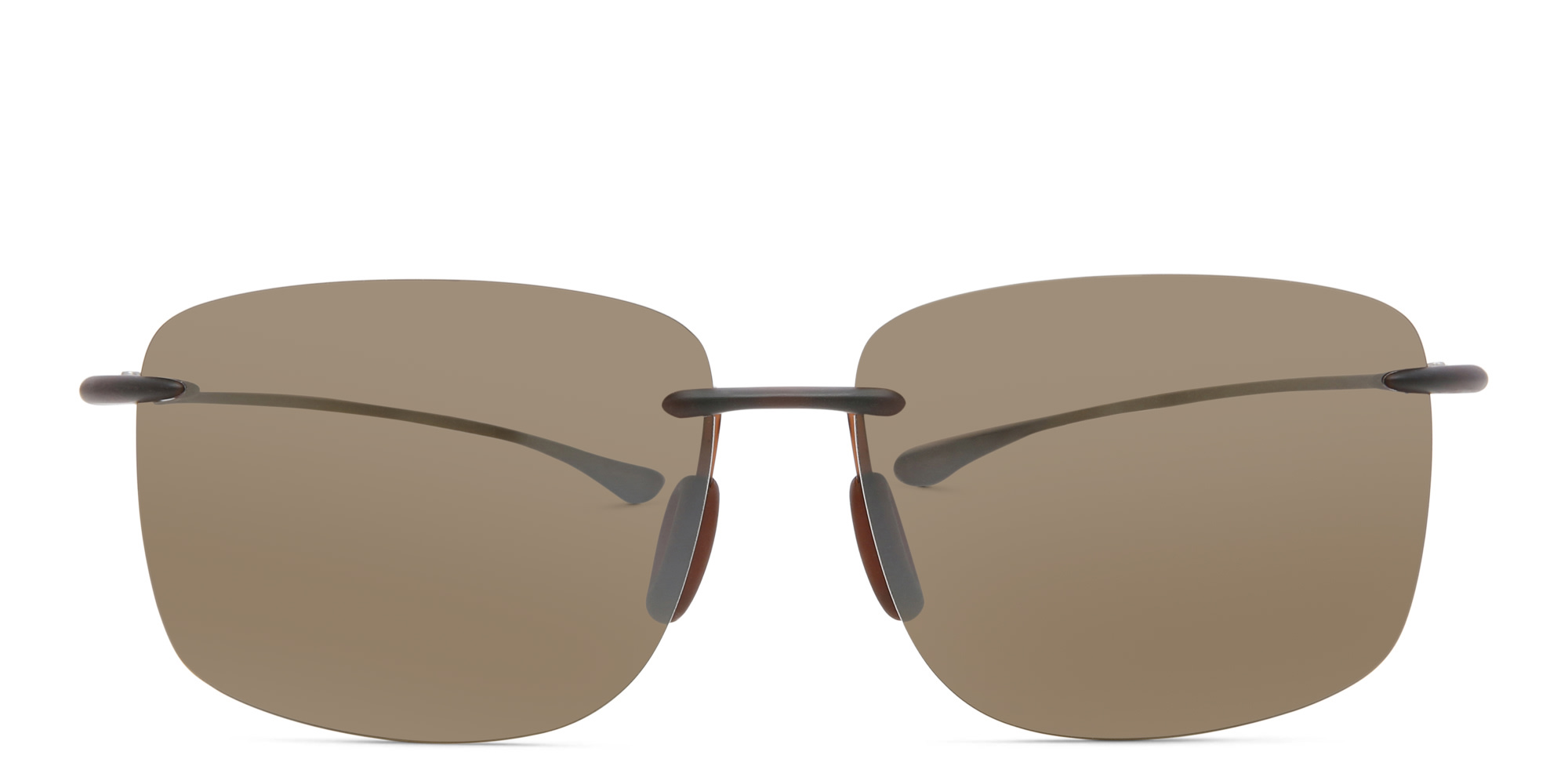 Maui Jim Hema H443 Unisex Rimless Rectangle Sunglasses in Brown – Product Photo 1