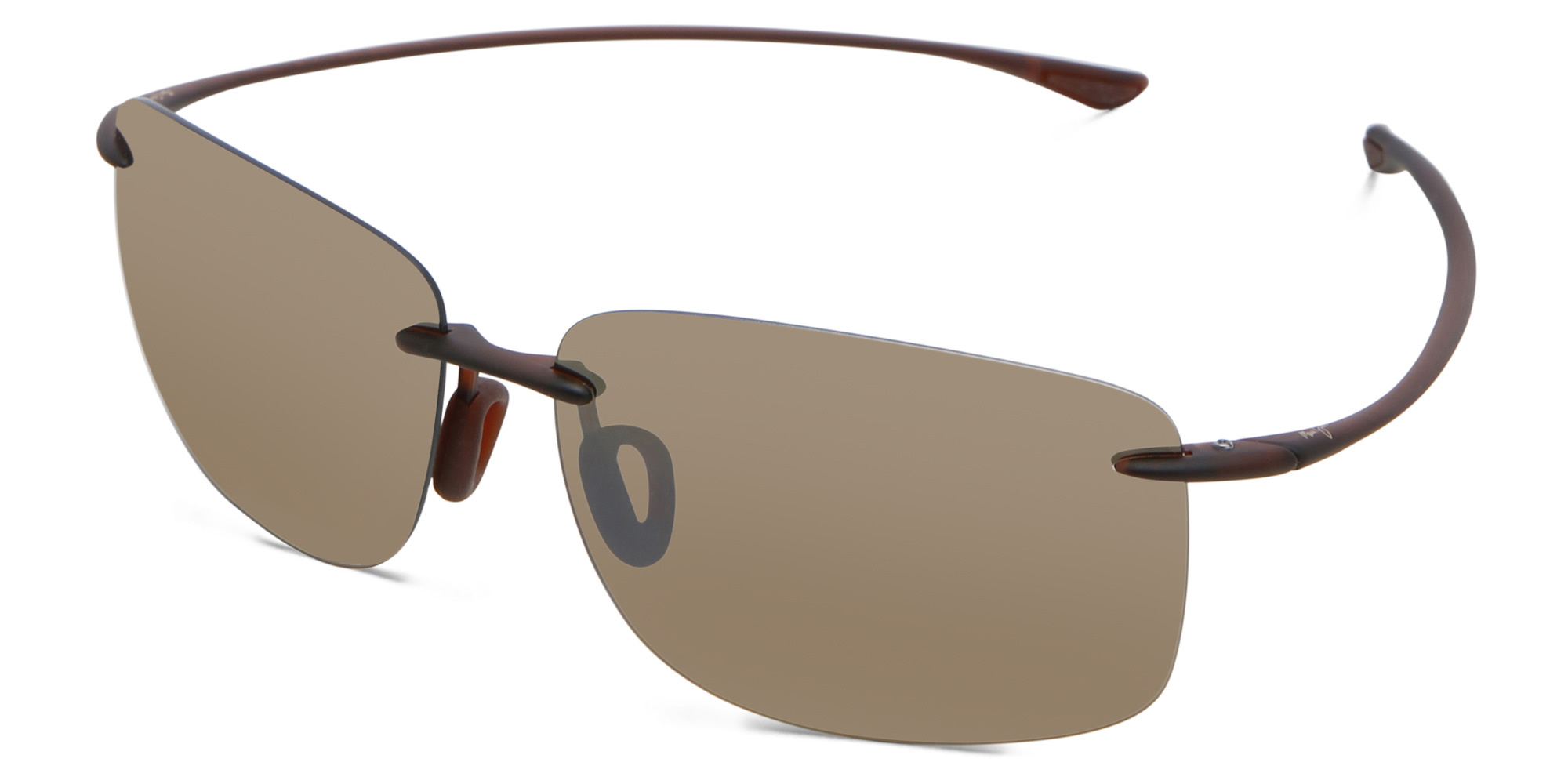 Maui Jim Hema H443 Unisex Rimless Rectangle Sunglasses in Brown – Product Photo 2