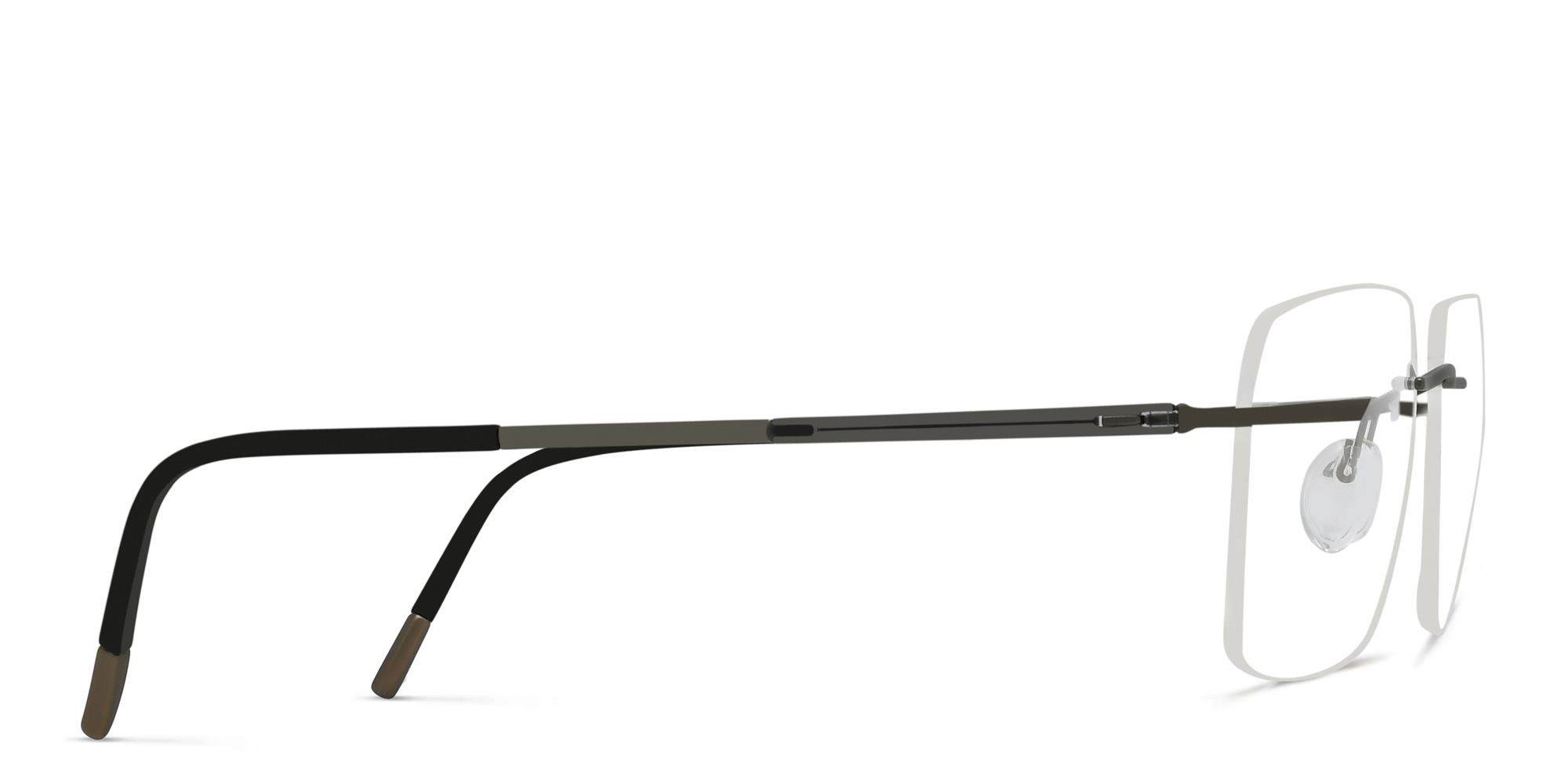 Silhouette Rimless Wide Square Eyeglasses in Grey – Product Photo 3