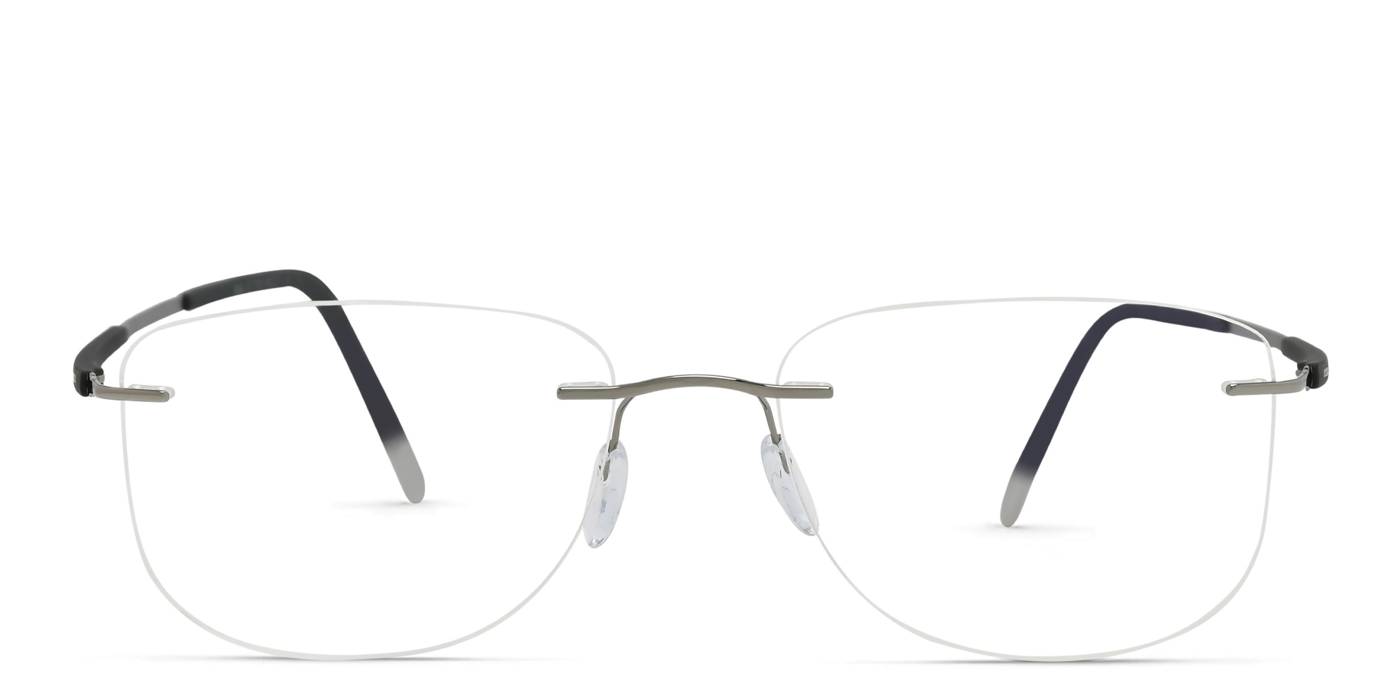 Silhouette Rimless Wide Square Eyeglasses in Silver – Product Photo 1