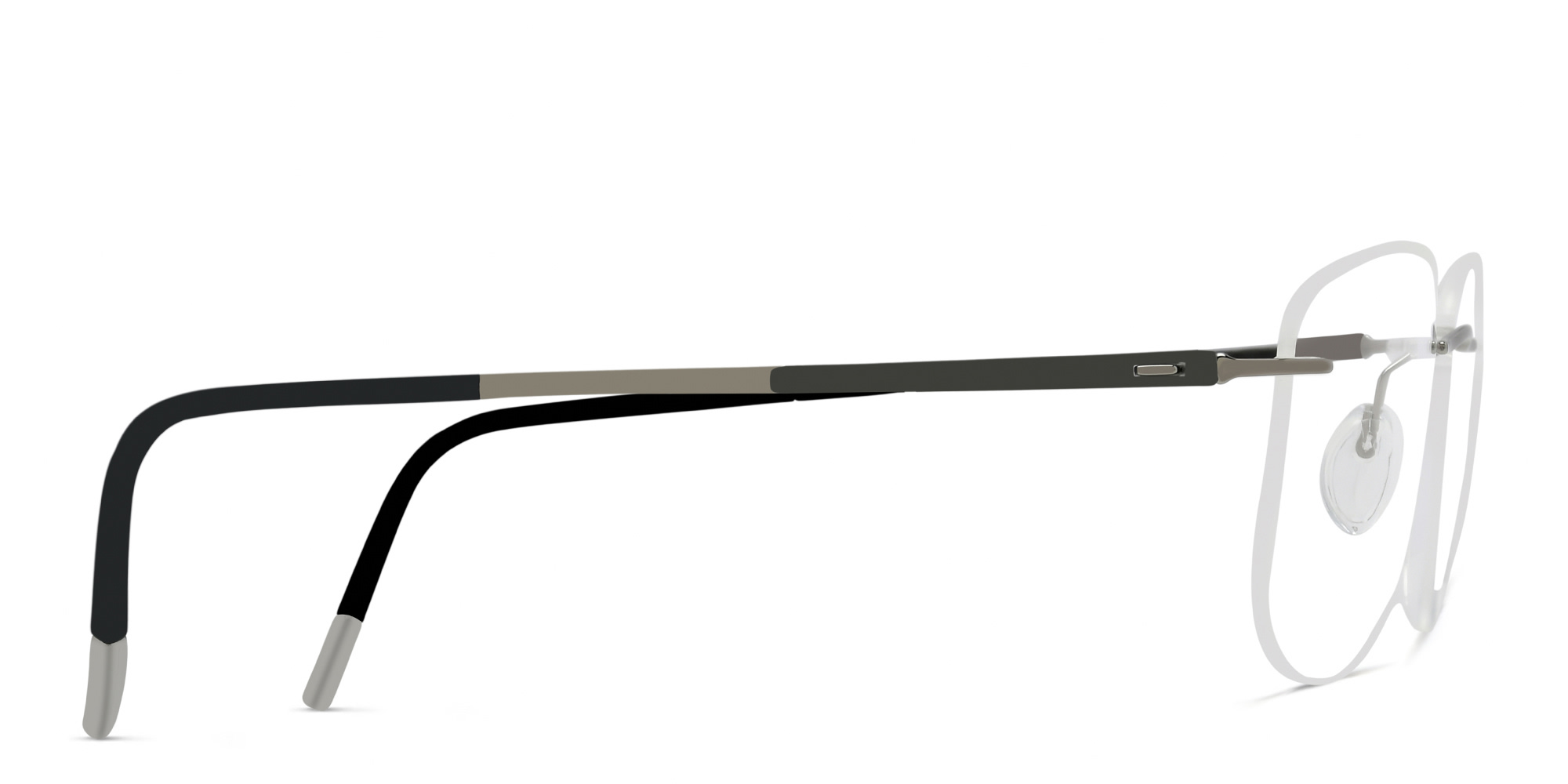 Silhouette Rimless Wide Square Eyeglasses in Silver – Product Photo 3