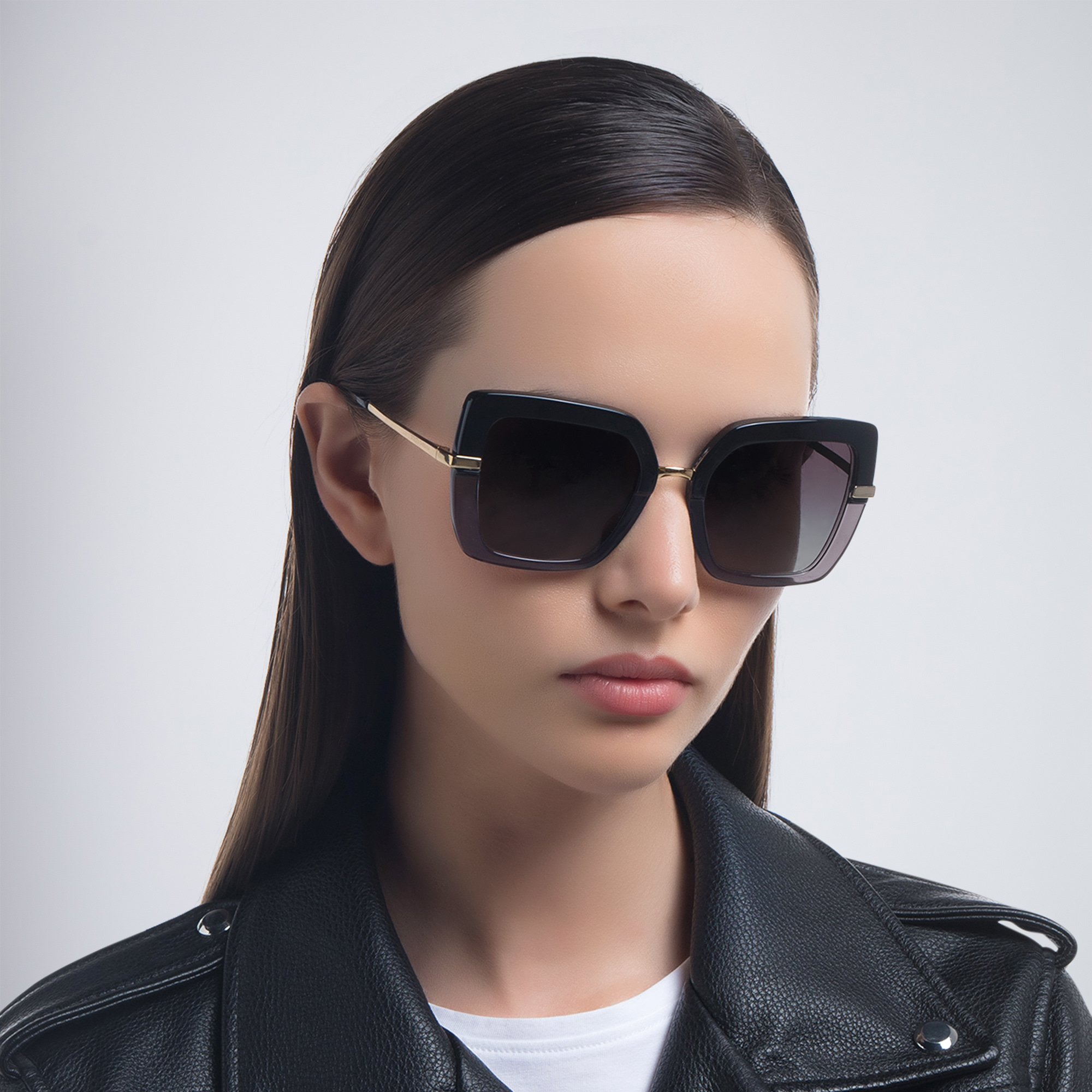 Dolce & Gabbana Square Sunglasses in Black On Transparent Black – Product Photo 5