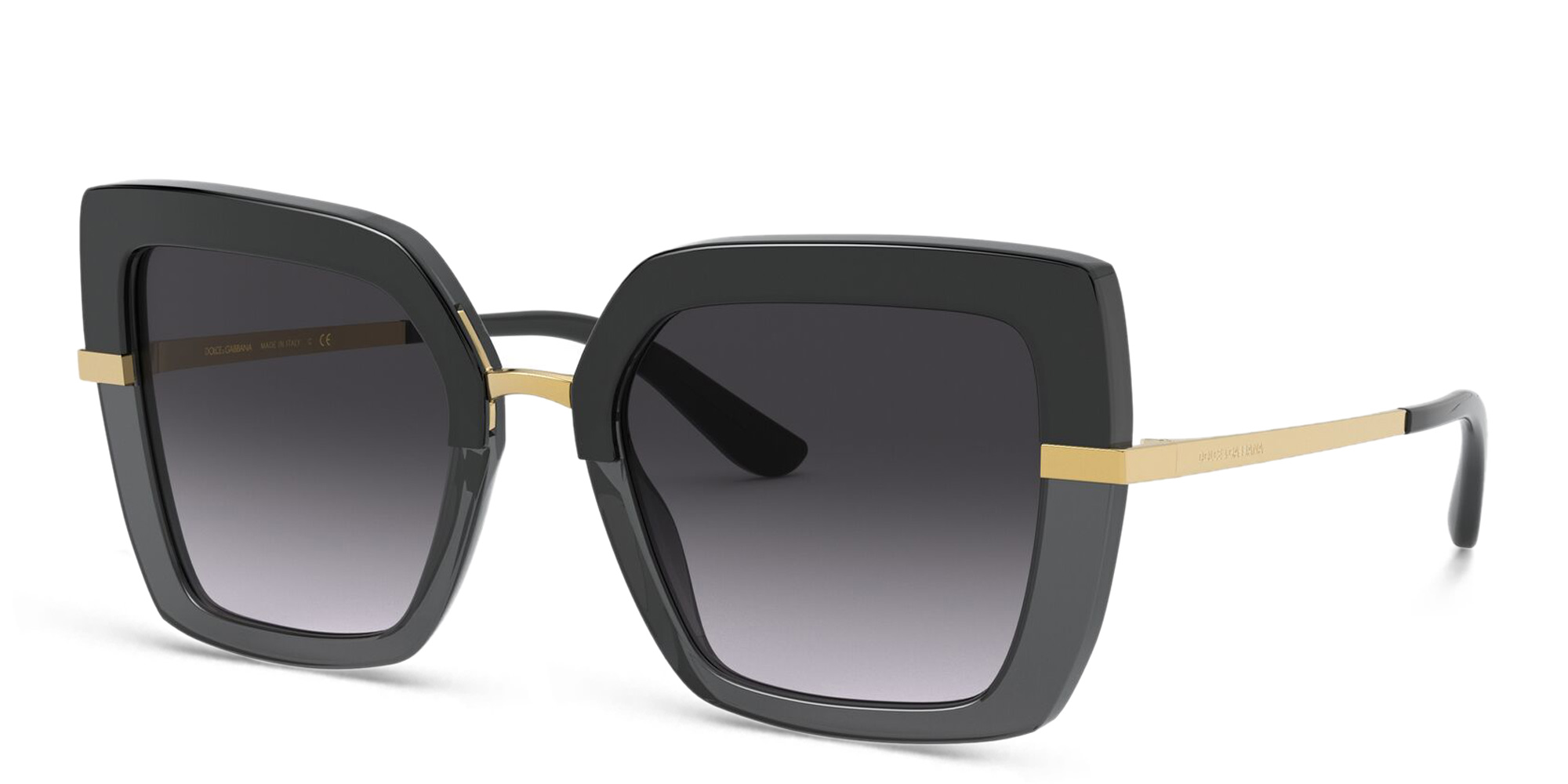 Dolce & Gabbana Square Sunglasses in Black On Transparent Black – Product Photo 2