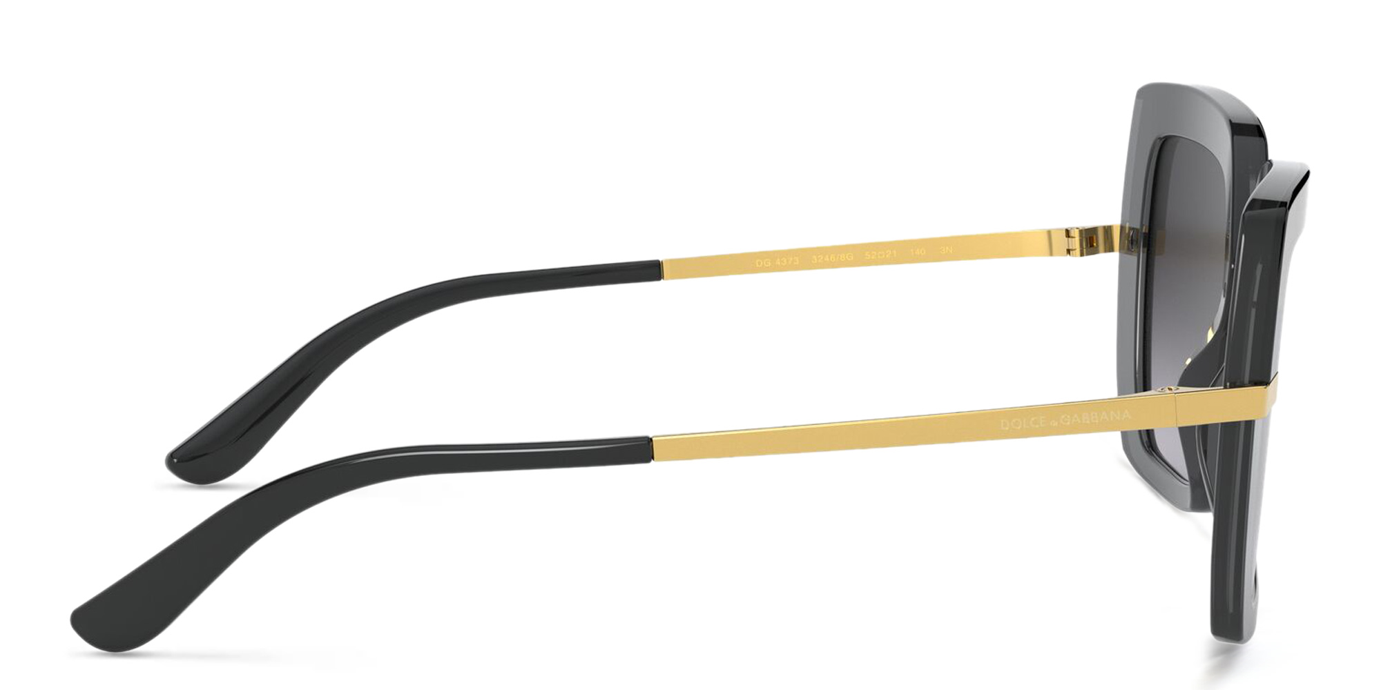 Dolce & Gabbana Square Sunglasses in Black On Transparent Black – Product Photo 3