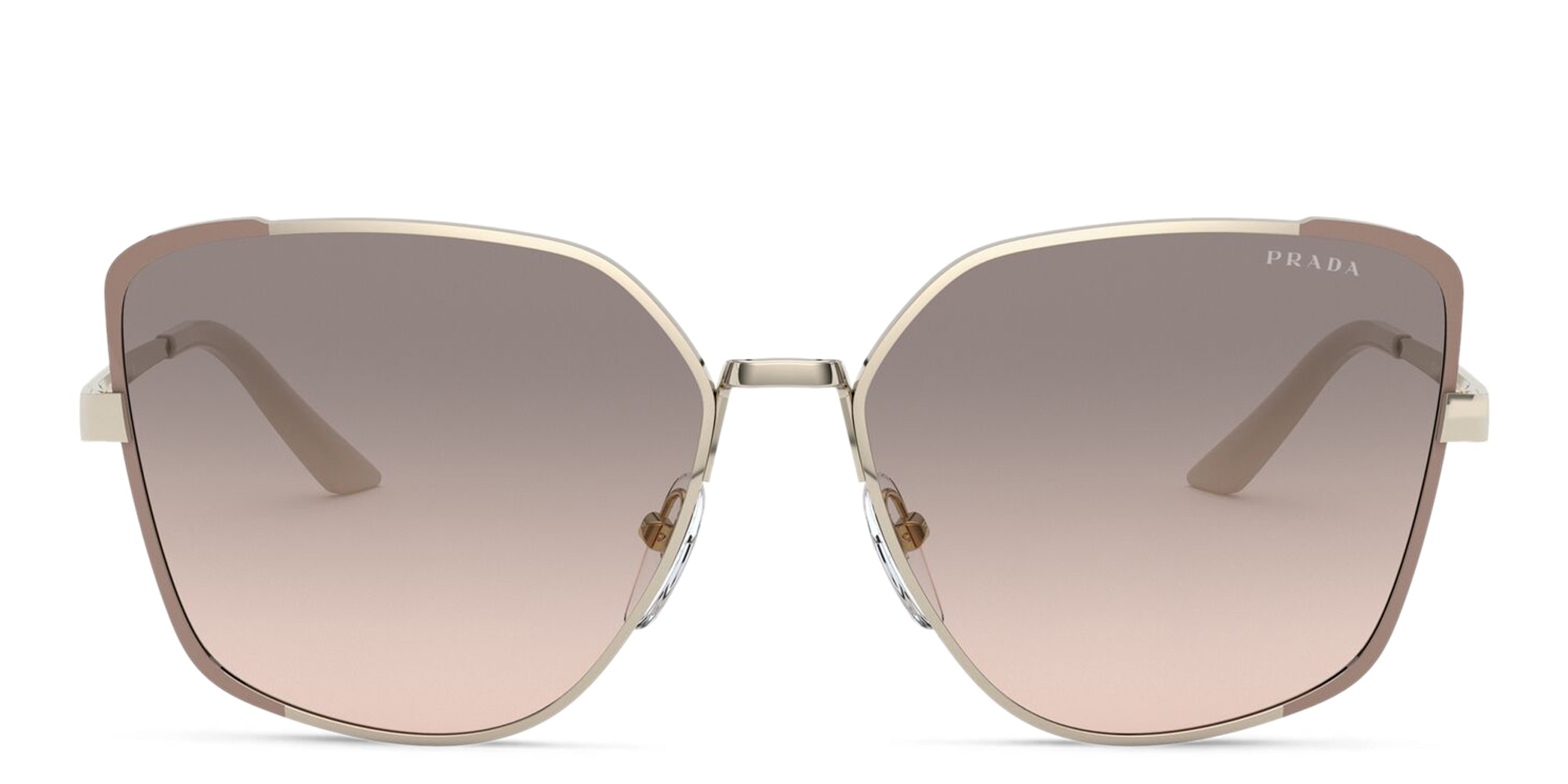 PRADA Wide Irregular Sunglasses in Pale Gold/Matte Pink – Product Photo 1