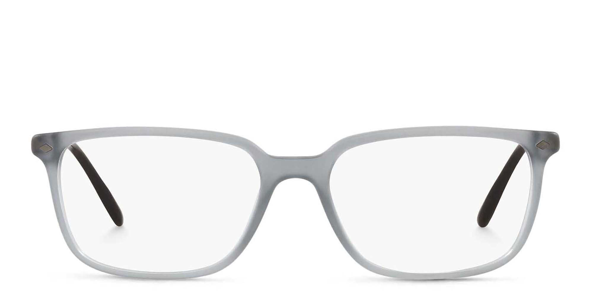 نظارة طبية بإطار مستطيل واسع من جورجو أرماني بلون رمادي شفاف - صورة المنتج 1