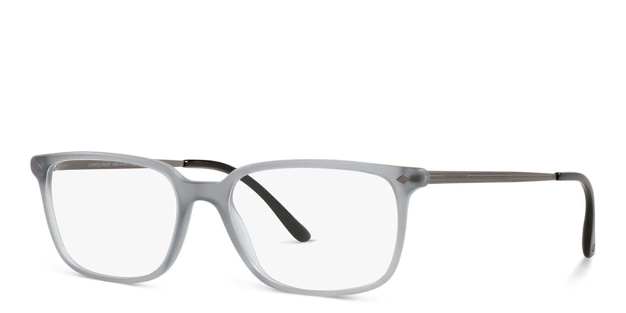 نظارة طبية بإطار مستطيل واسع من جورجو أرماني بلون رمادي شفاف - صورة المنتج 2