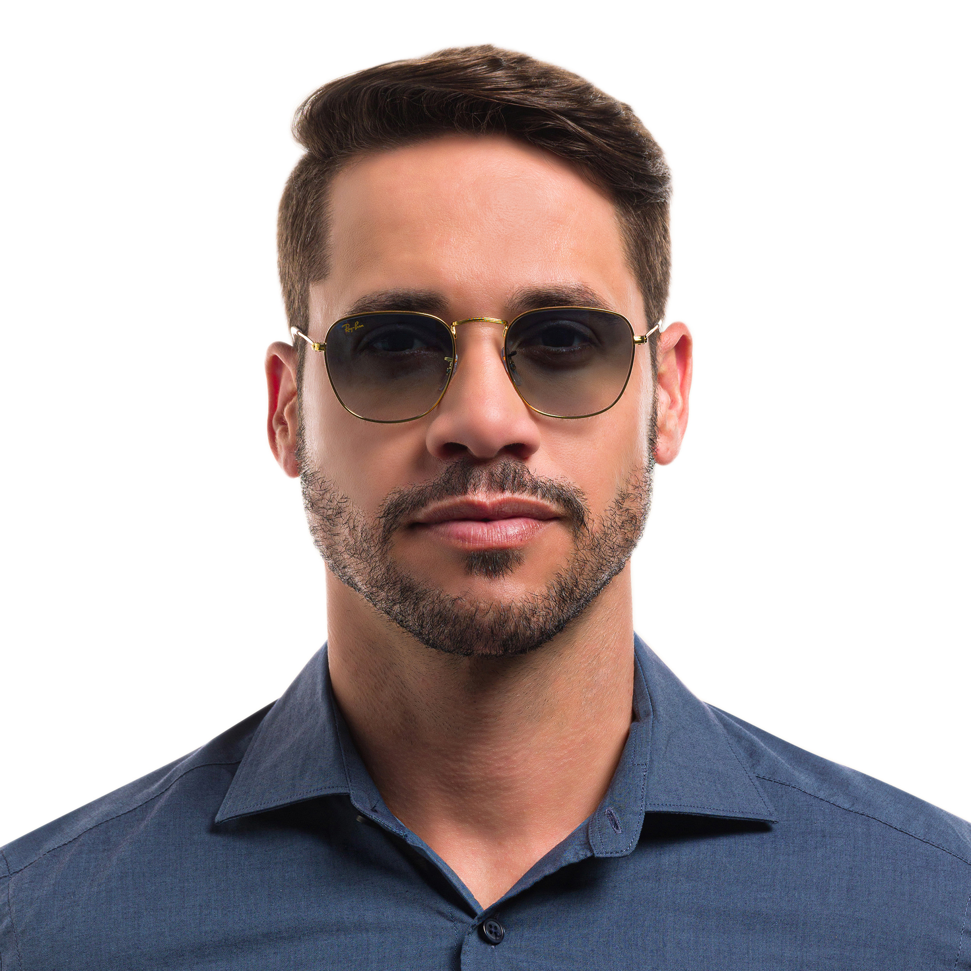 Shop Ray-Ban Frank Square Sunglasses in Polished Gold online.