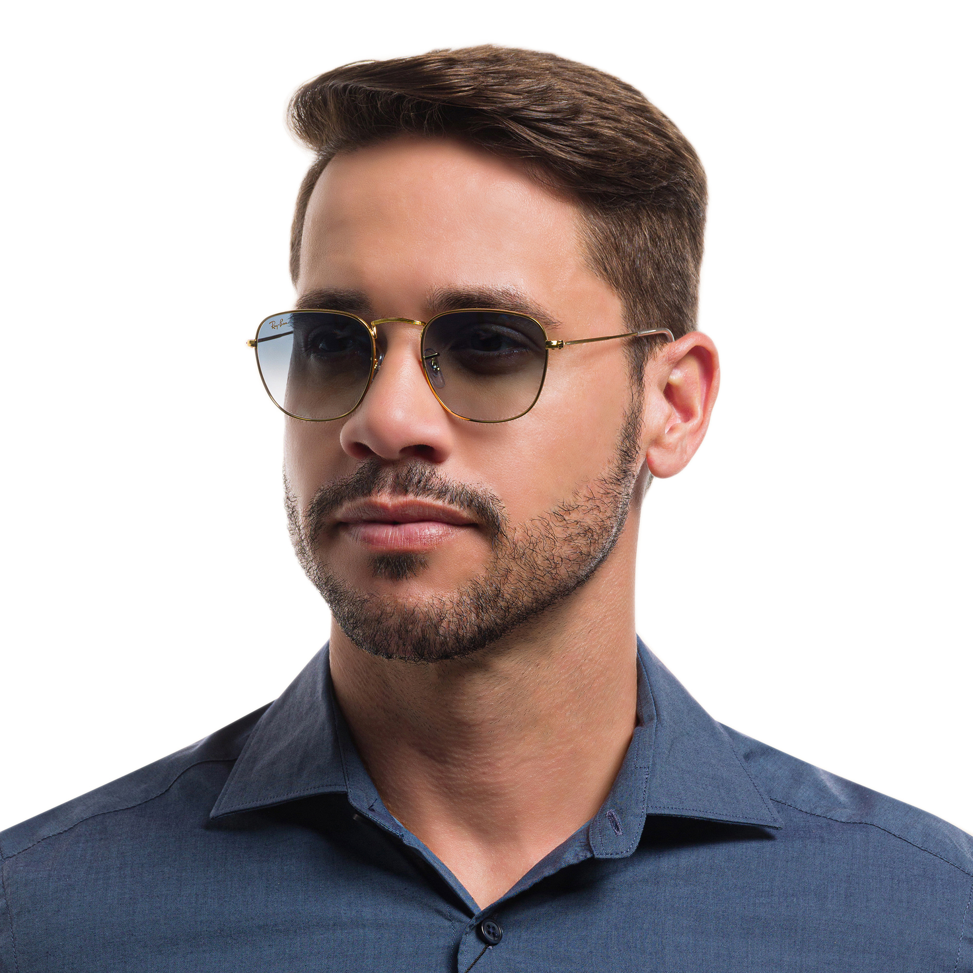 Shop Ray-Ban Frank Square Sunglasses in Polished Gold online.