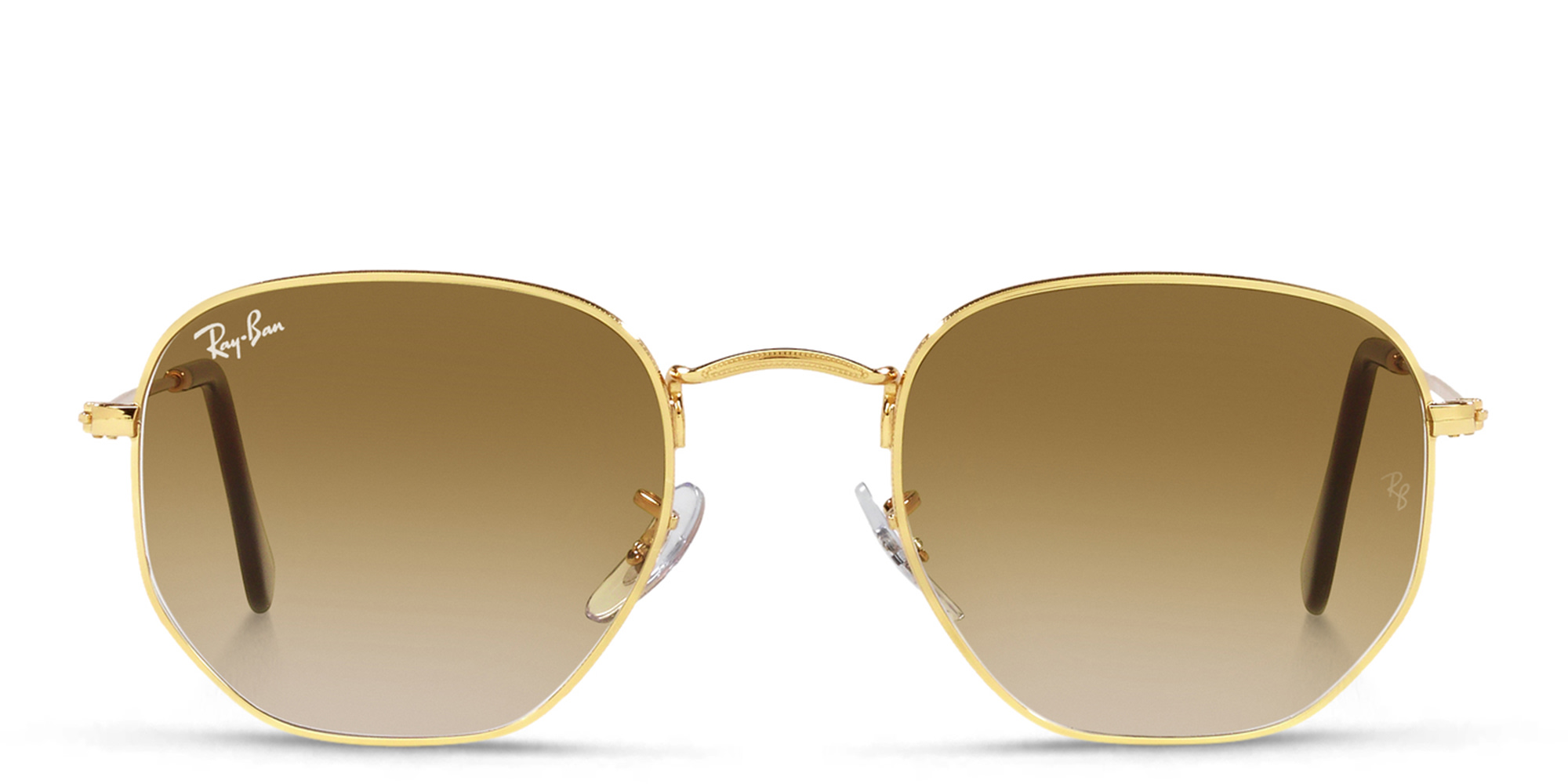 Shop Ray-Ban Hexagonal Unisex Sunglasses in Shiny Gold online.