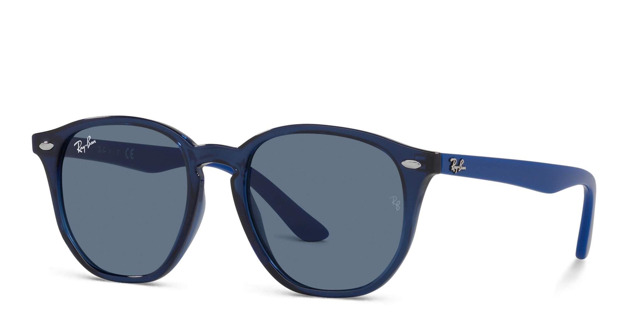 Ray-Ban Junior Kids Irregular Sunglasses in Transparent Blue – Product Photo 2