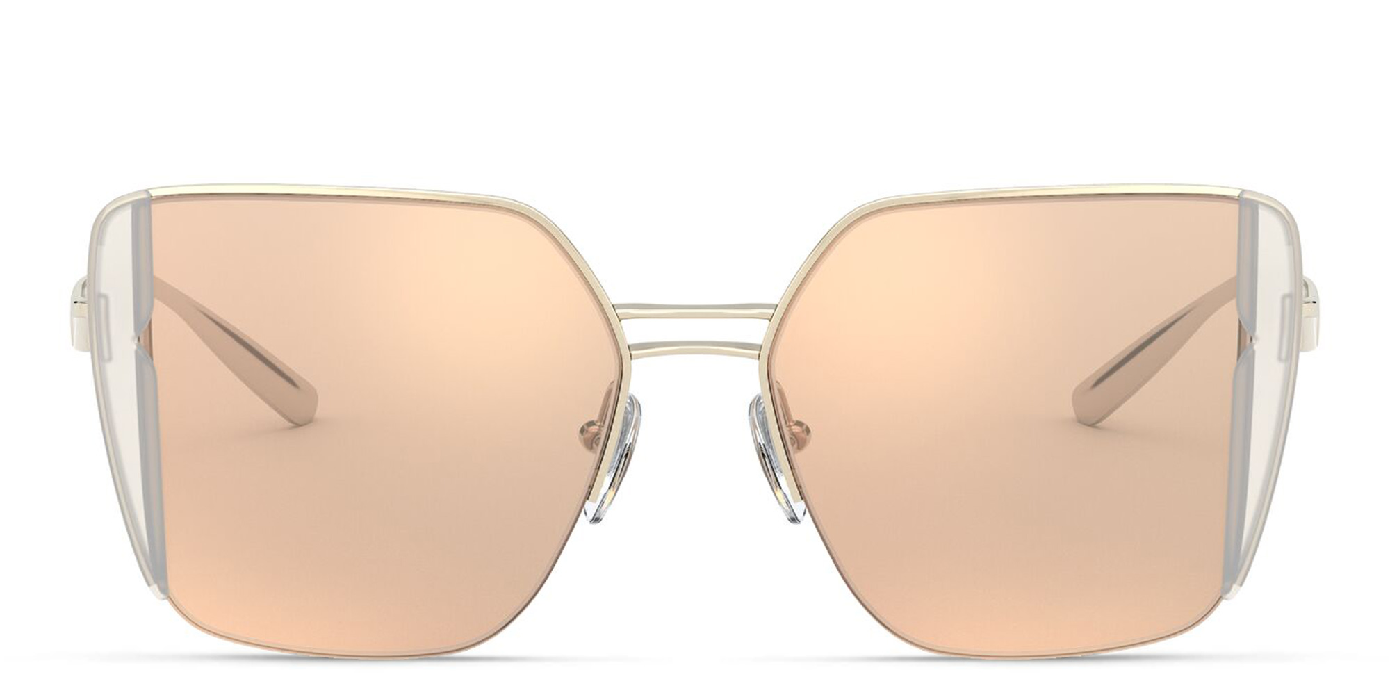 نظارة شمسية مربعة بنصف إطار من بولغري بلون وردي ذهبي - صورة المنتج 1