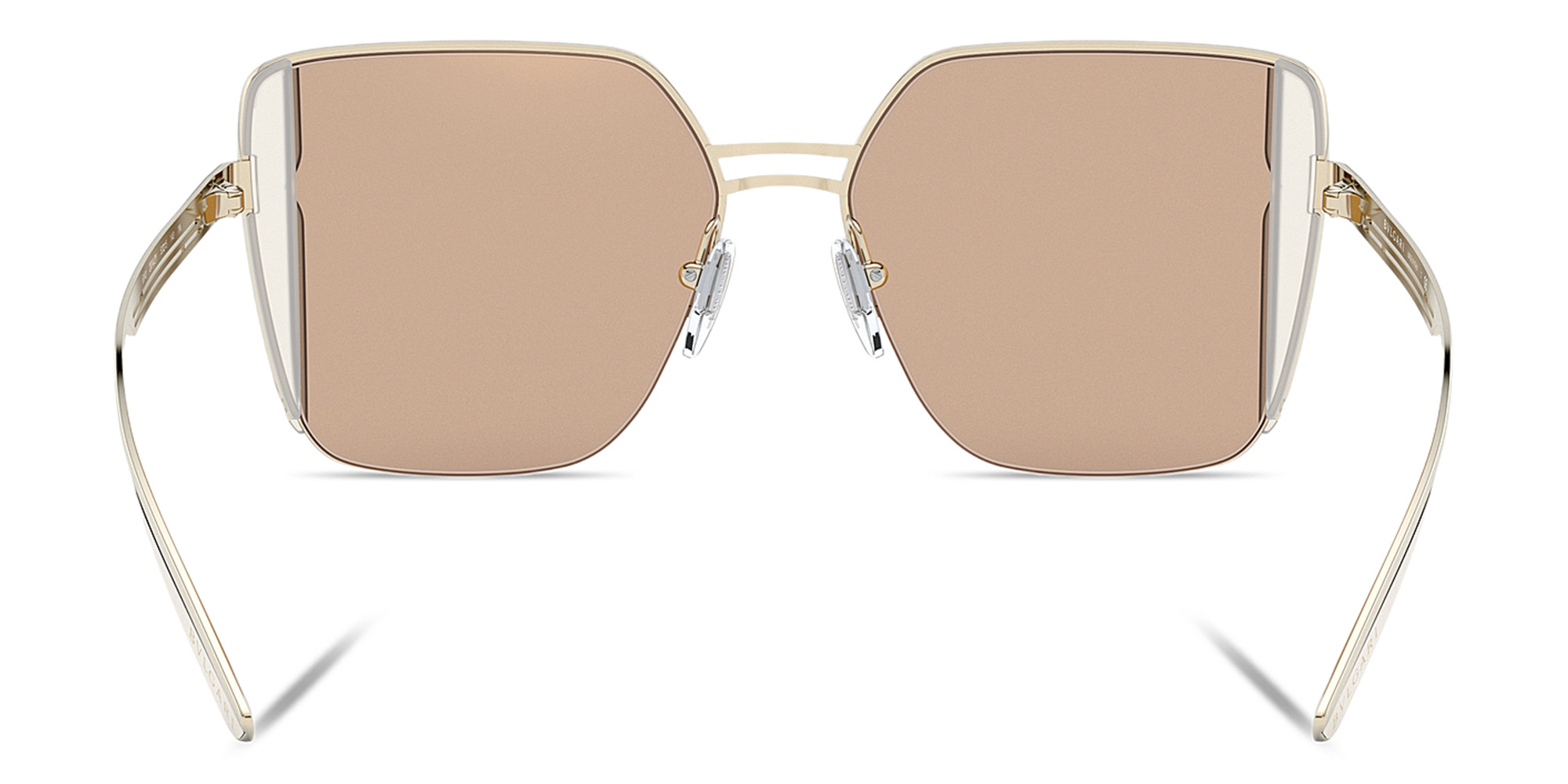 نظارة شمسية مربعة بنصف إطار من بولغري بلون وردي ذهبي - صورة المنتج 4