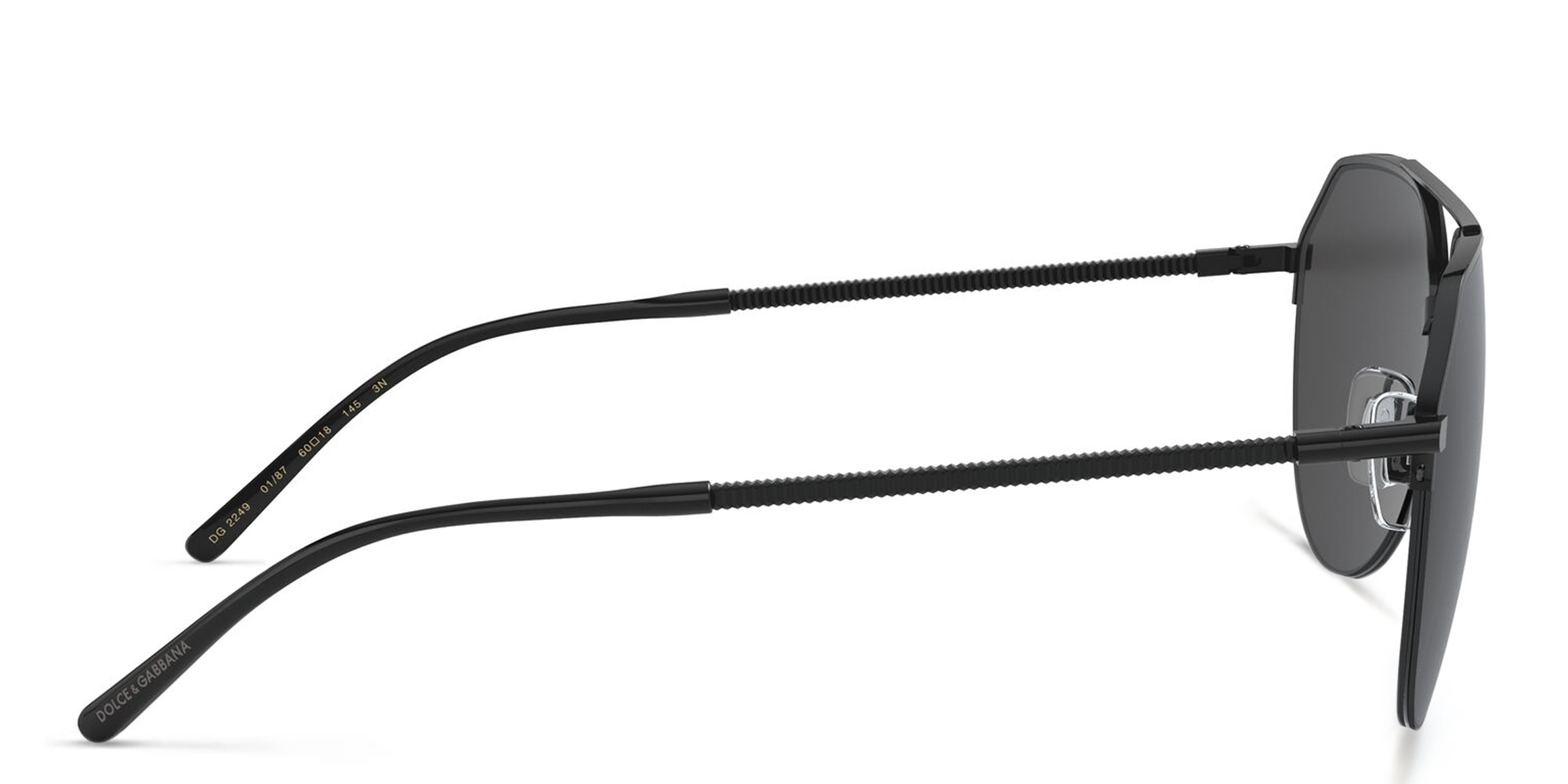 Dolce & Gabbana Half Rim Aviator Sunglasses in Black – Product Photo 3