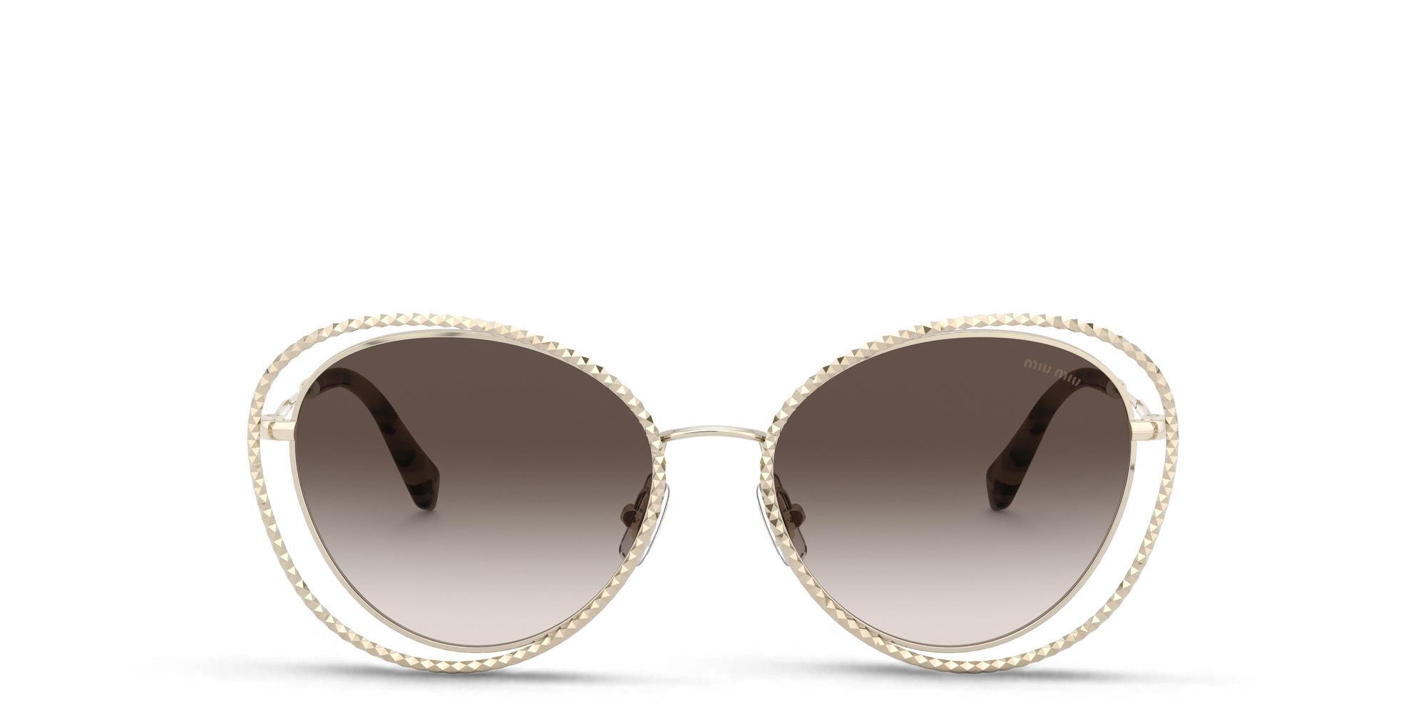 Shop MIU MIU Cat Eye Sunglasses in Pale Gold online.